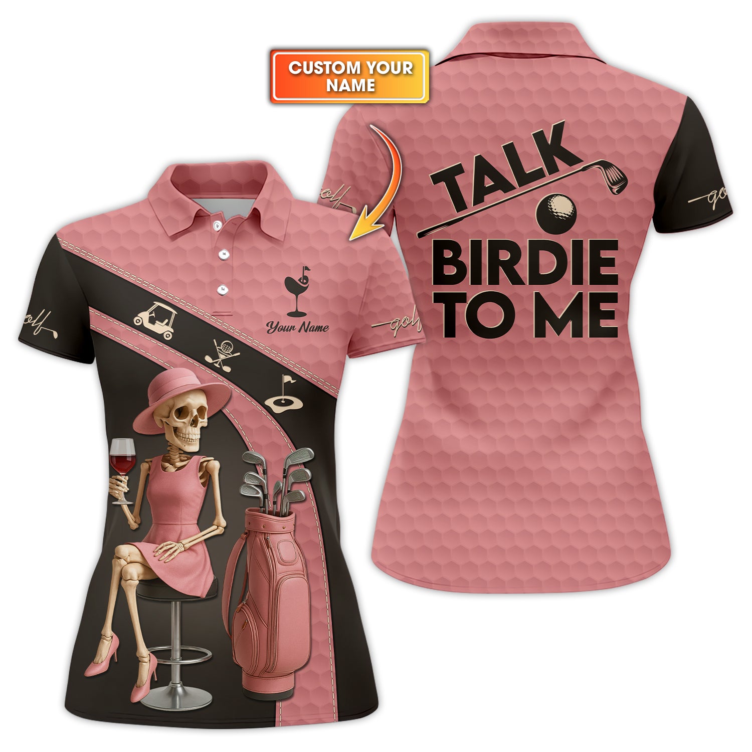 Talk Birdie To Me Pink Golf Shirt, Women Golf Shirt, Pattern Golf Shirt