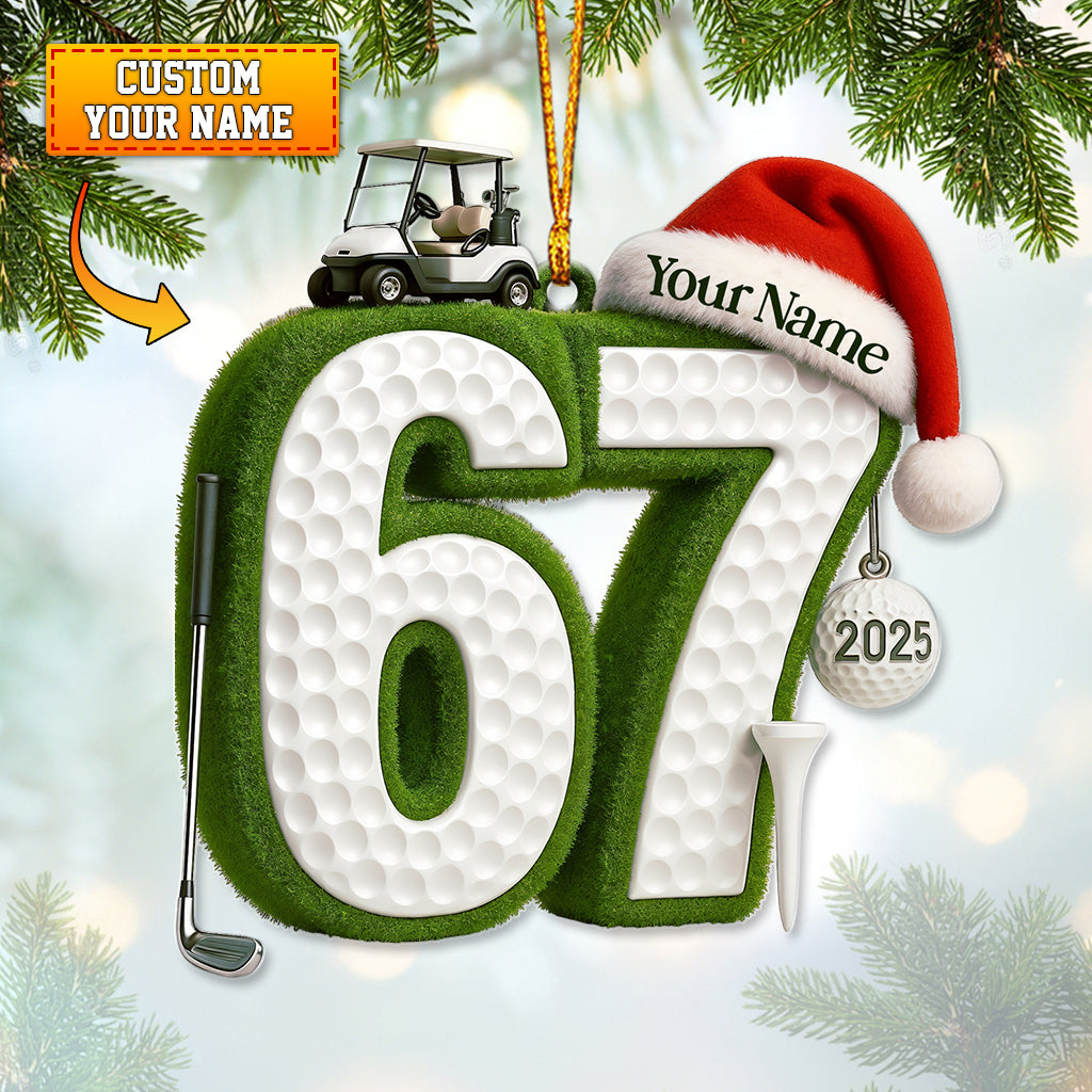 Custom Name Golf 67 Christmas Ornament, Golf Cart Holiday Gift for Golfer 2025, Golf Gift For Golfer