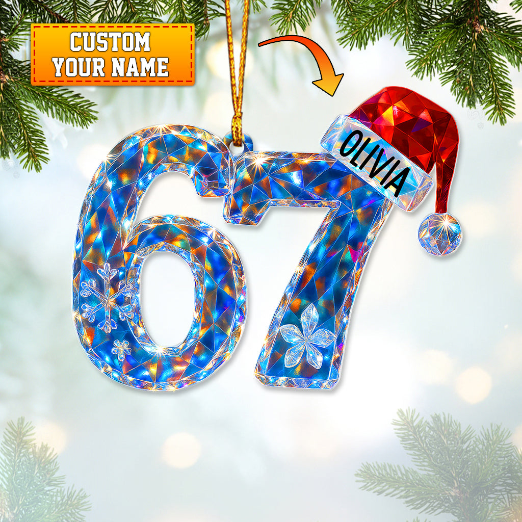 Personalized Six–Seven Number Christmas Tree Ornament – Custom Name Age Holiday Decor – Unique Crystal-Style Birthday Number Ornament Gift