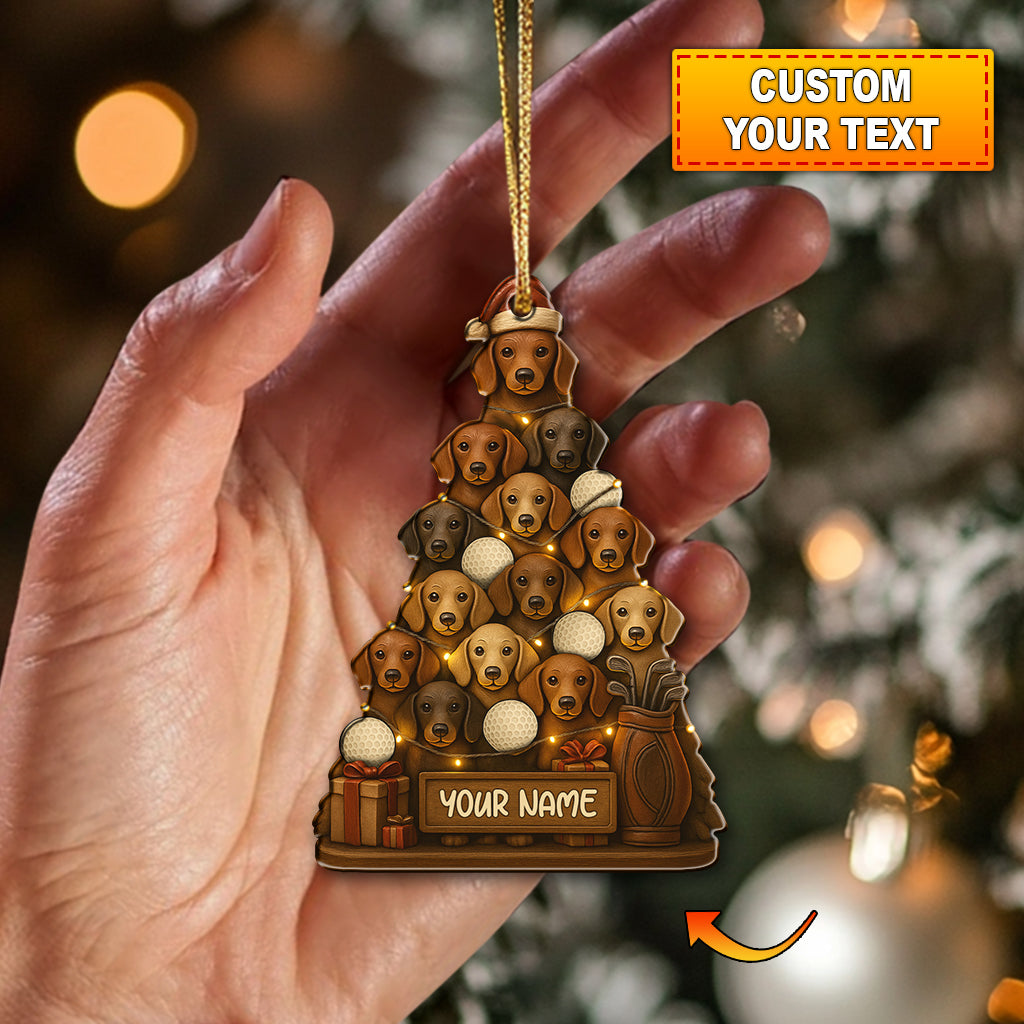 Personalized Dachshund Golf Ornament, Christmas With Dog Ornament, Cute Golf Ornament For Dog Lovers