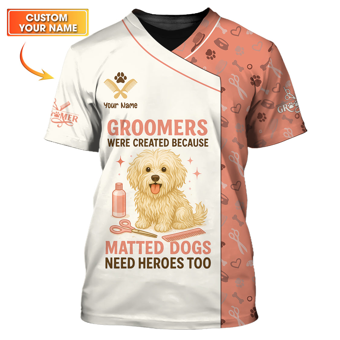 Personalized Dog Grooming Shirts, Groomer Uniform With Custom Name, Gift For Pet Lover