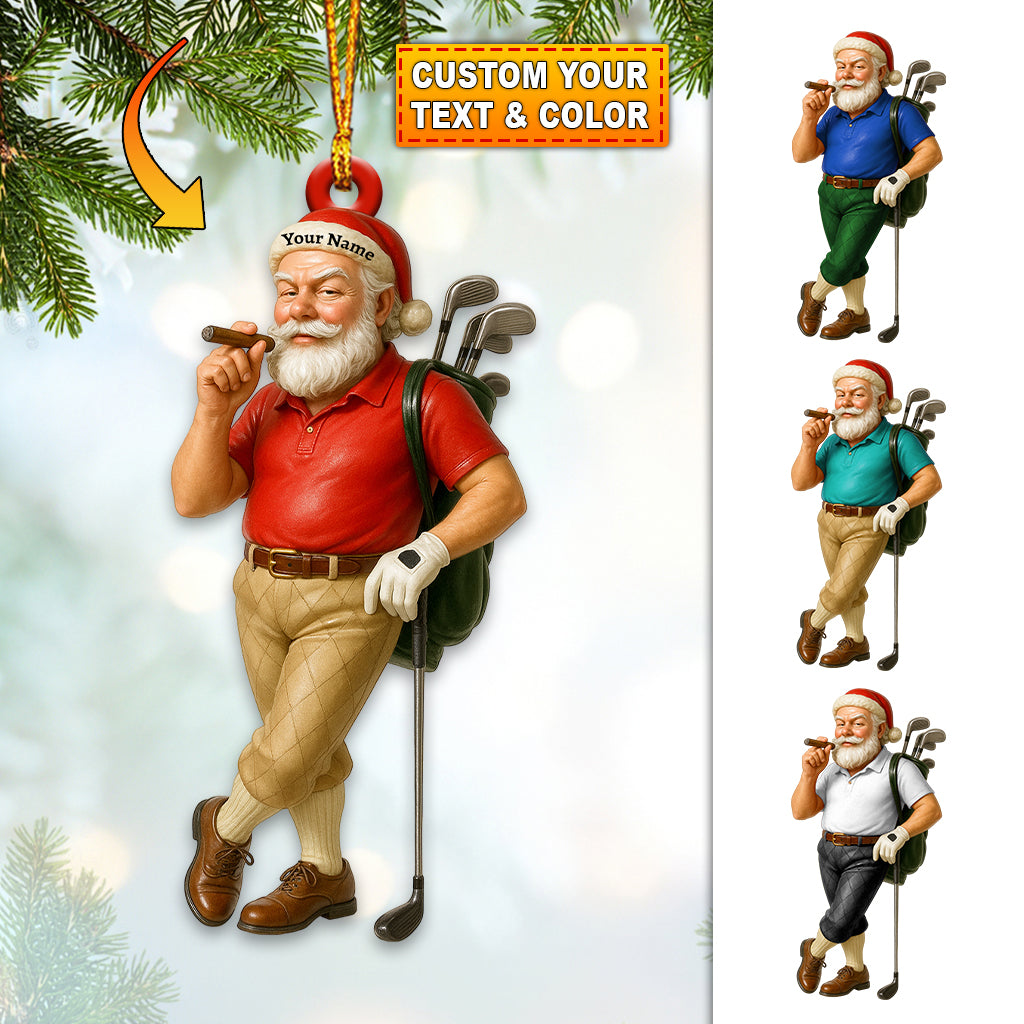 Personalized Santa Golfer Christmas Ornament – Custom Name Holiday Decor for Golf Lovers – Unique Xmas Gift for Golfers