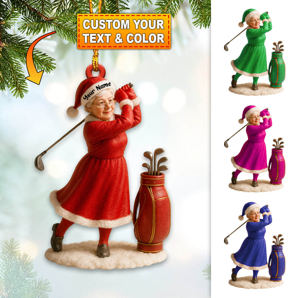 Personalized Grandma Golf Ornament – Custom Name Lady Golfer Christmas Ornament, Funny Holiday Golf Gift for Women, Golf Ornament and Golf Decor for Tree