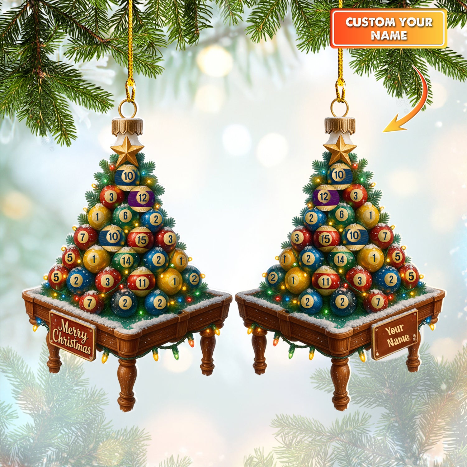 Personalized Billiards Ornament, Custom Pool Christmas Tree, Gift For Billiards Players