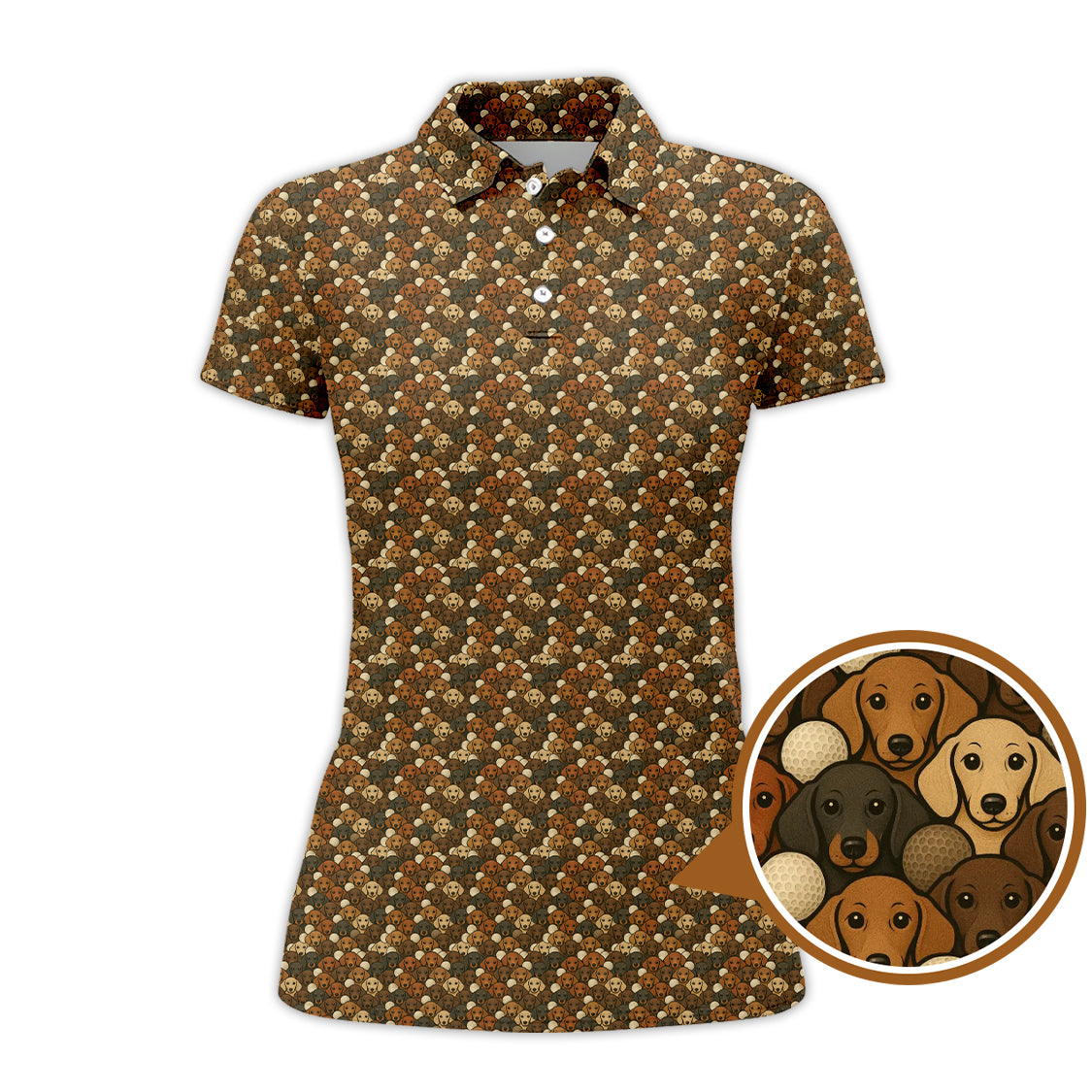 Funny Dachshund Golf Shirt For Dog Lovers, Dachshund Dog Pattern Golf Shirt, Golf Gift For Women's