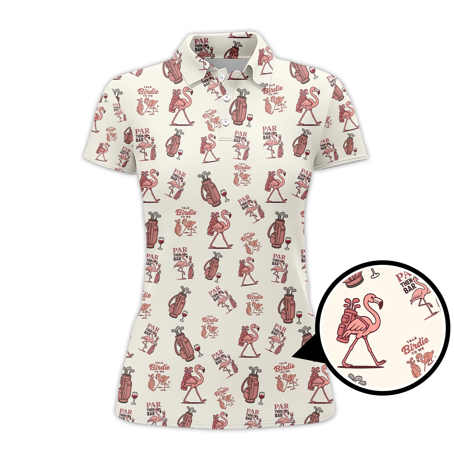 Flamingo Golf Shirt For Women, Funny Pink Pattern Golf Polos, Talk Birdie To Me Golfs Shirts