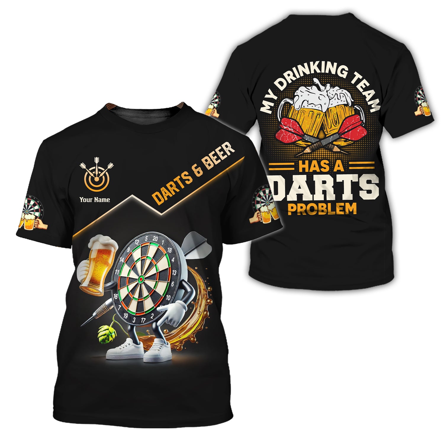 My Drinking Team Has A Darts Problem-Animated Dartboard Holding Beer T Shirt, Gift For Darts Lovers