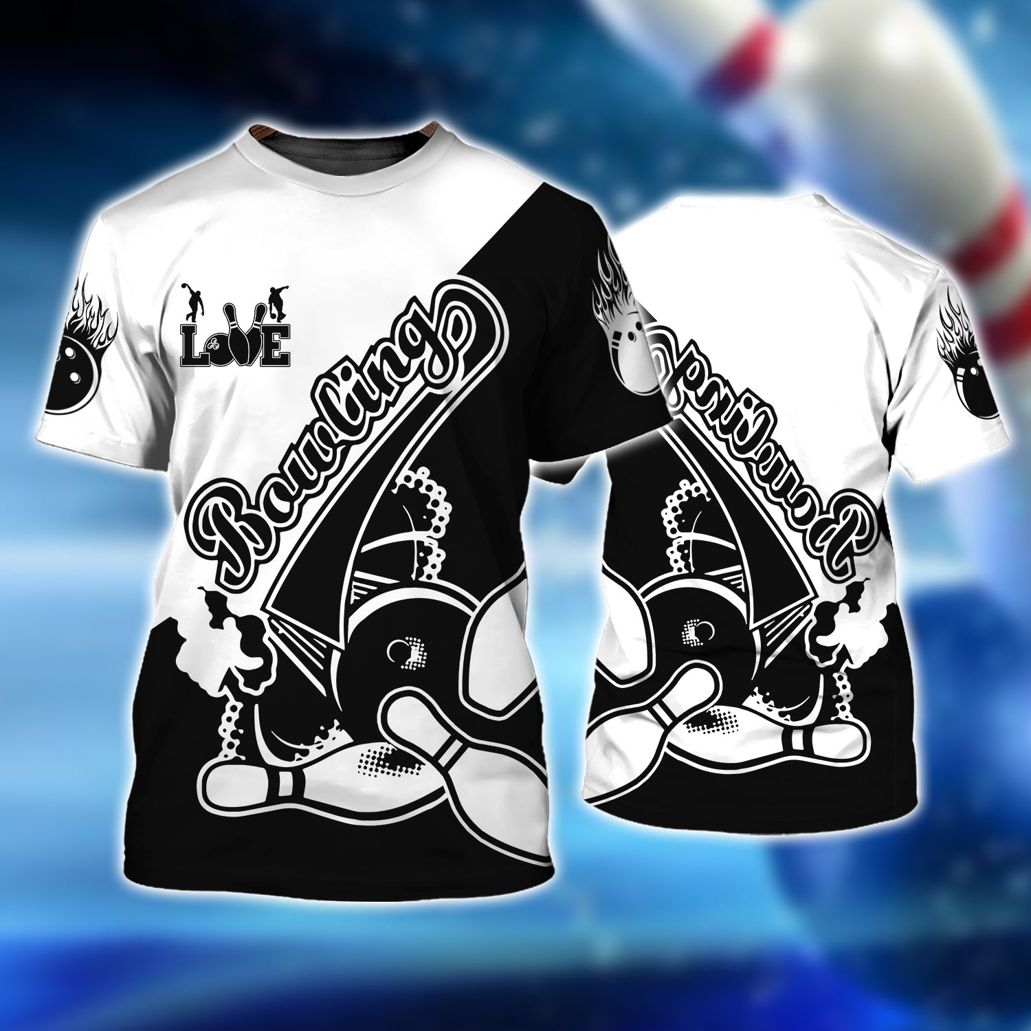 Love Bowling Black And White Problem 3D Tshirt For Bowler