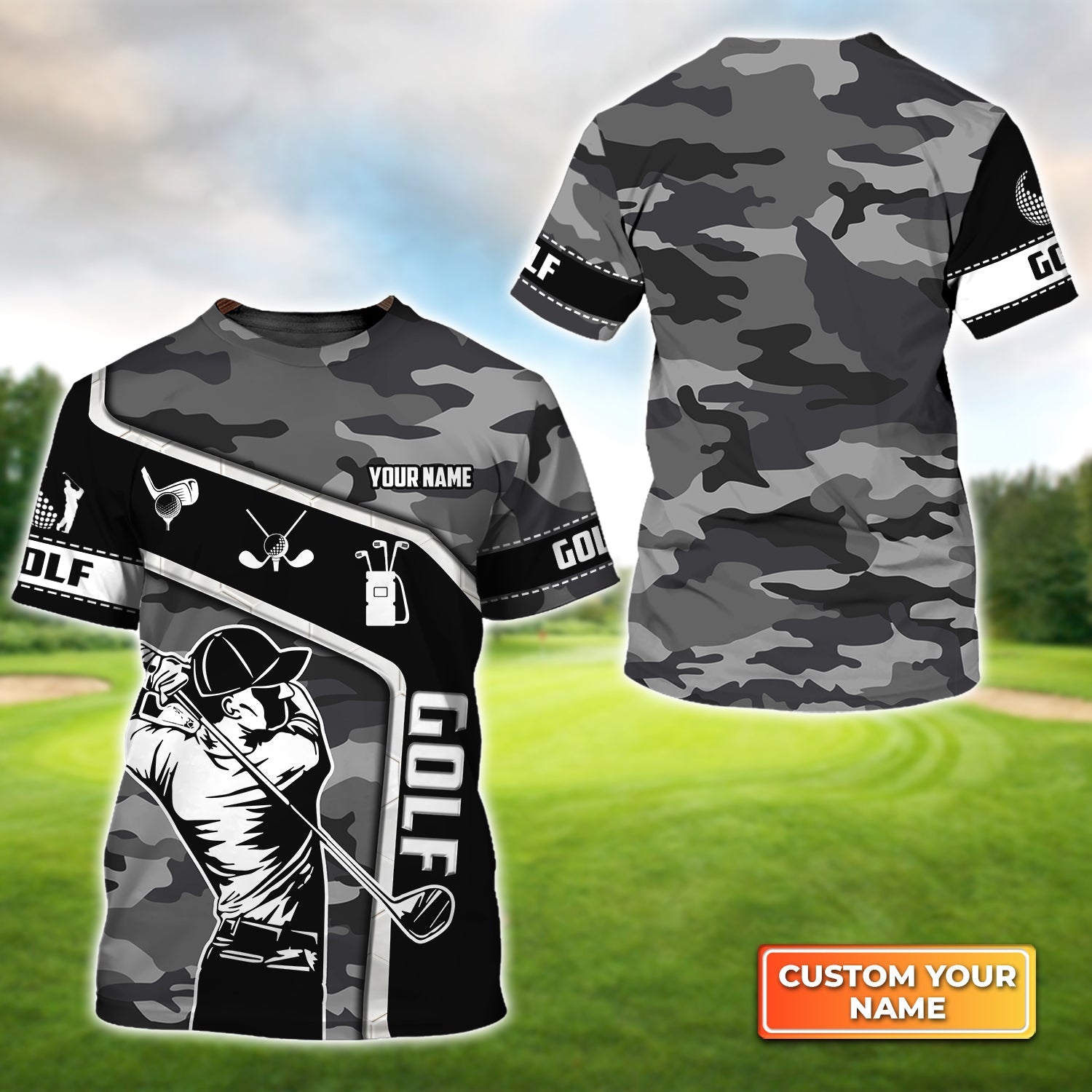 Unisex 3D Graphic Golf Camo Pattern Personalized Name 3D Tshirt Gift For Golfer