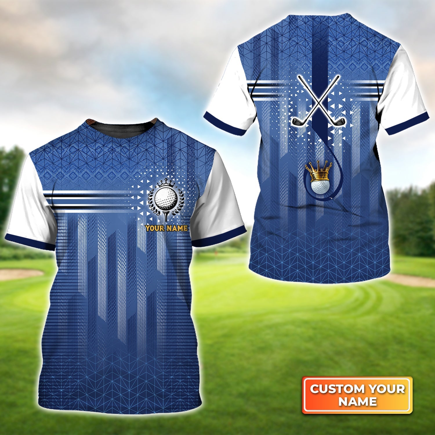 Unisex 3D Graphic Golf Seamless Tartan Pattern Personalized Name 3D Tshirt Gift For Golfer