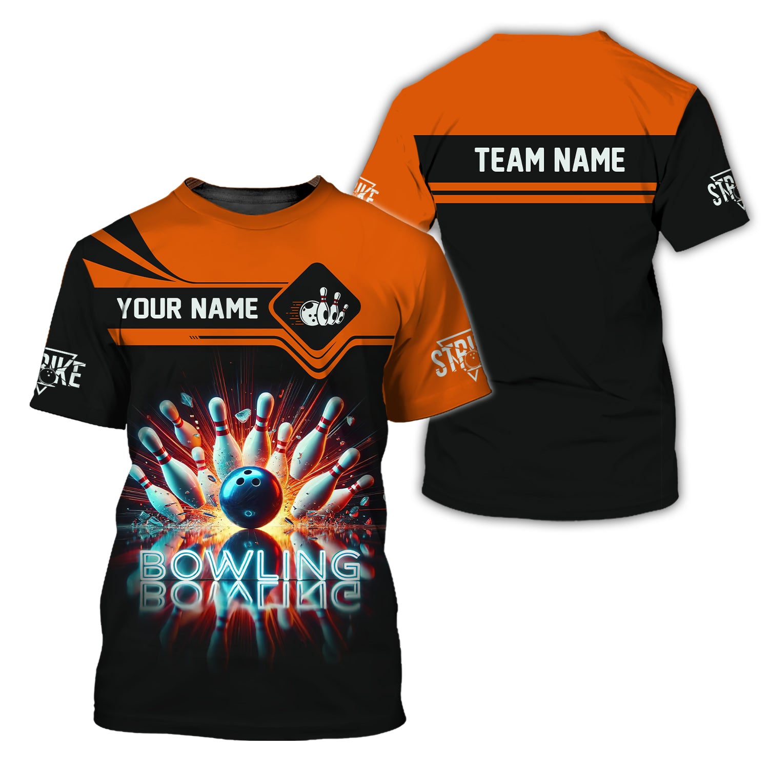 Custom Bowling Team Shirt, Striking Design with Explosive Pins, Bowling Presents
