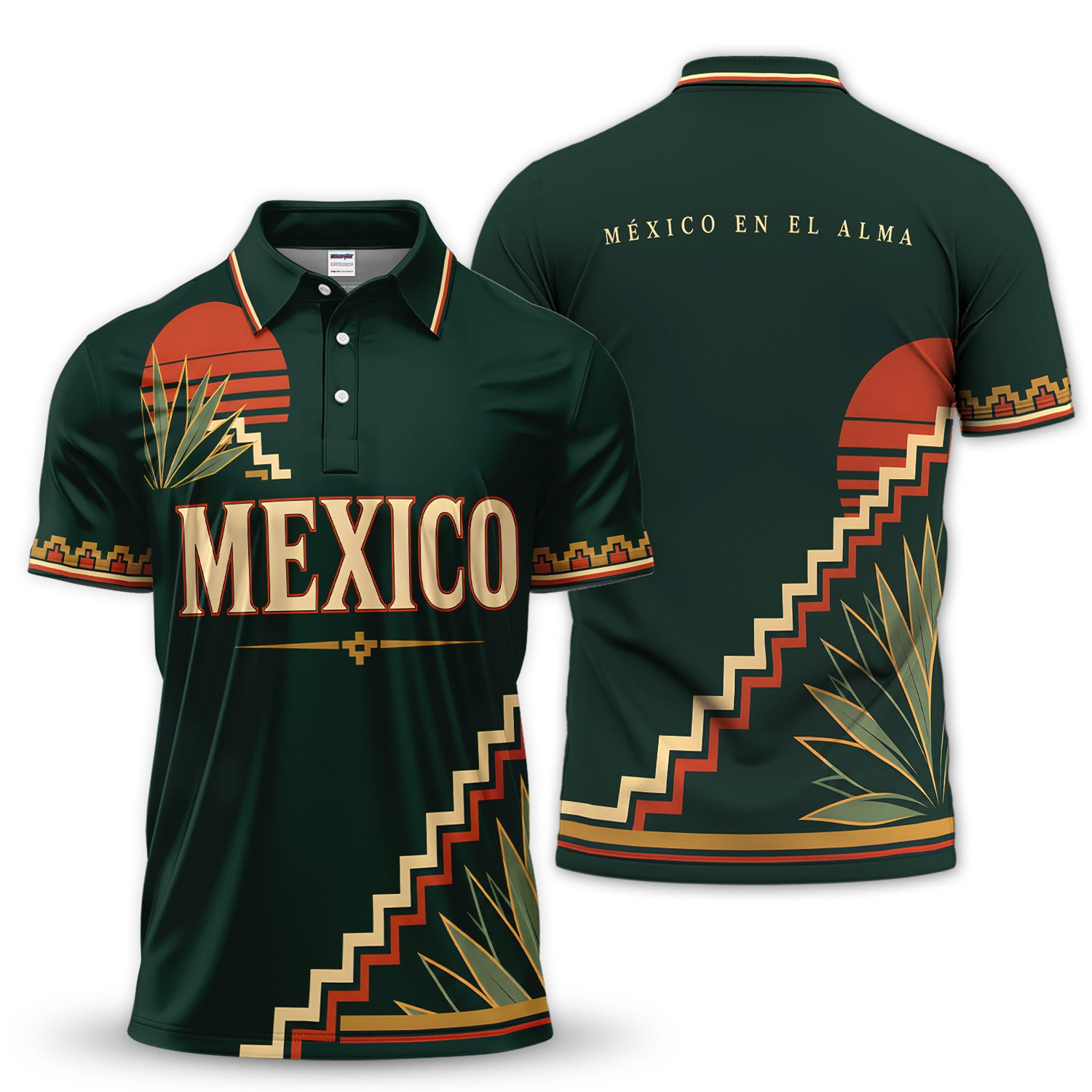 Mexico Heritage Polo Shirt for Men – México en el Alma Agave Geometric Polo Shirt
