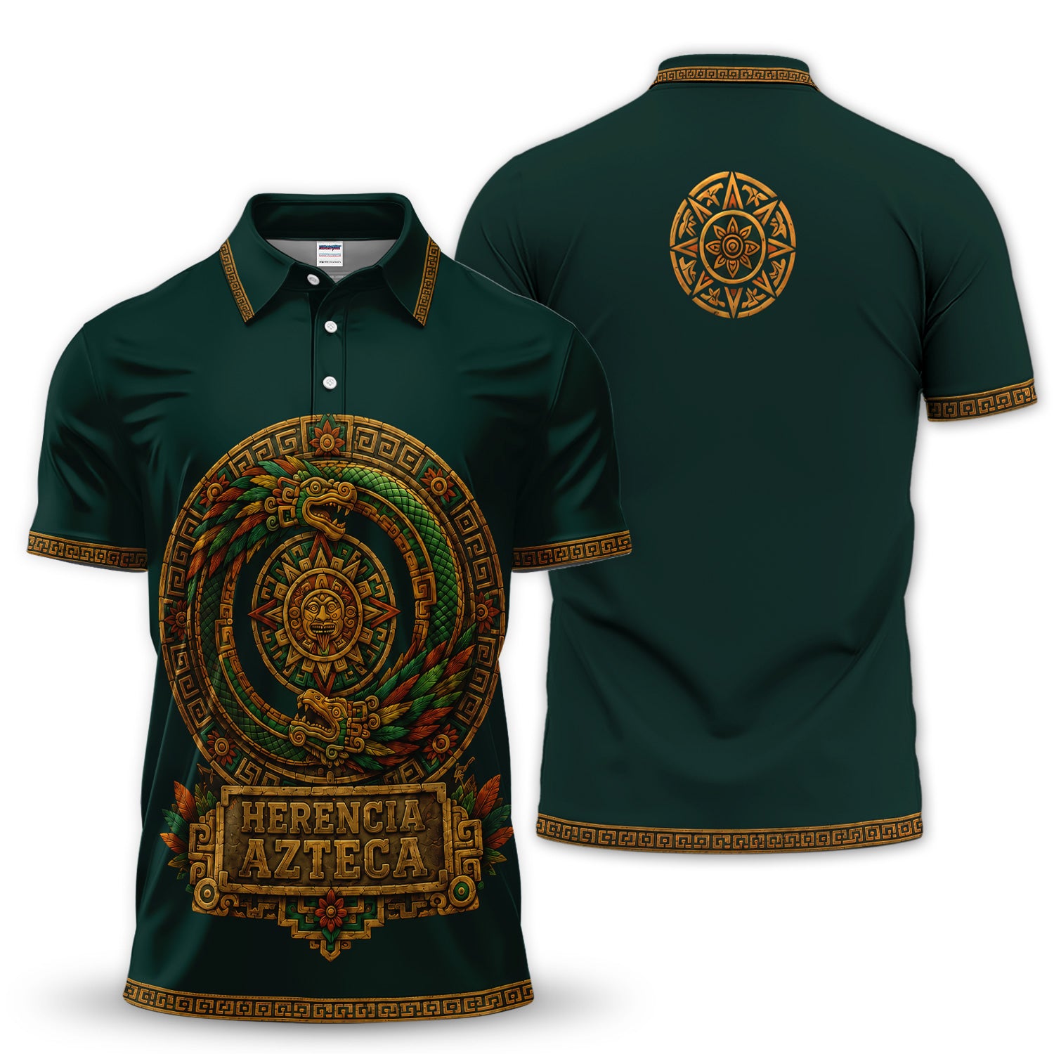 Mexican Heritage Polo Shirt for Men – Aztec Serpent Premium Cultural Shirt