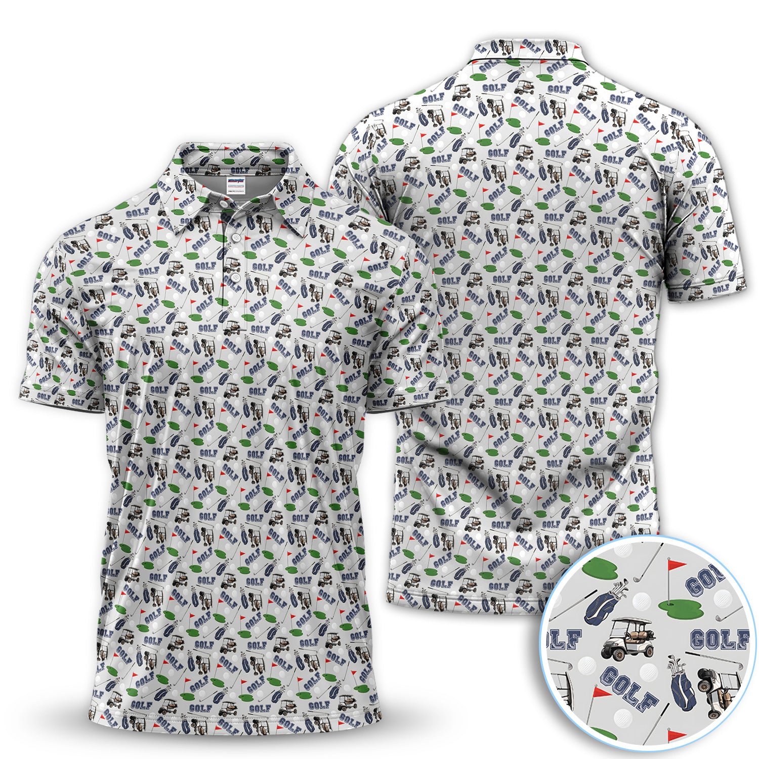 Vintage Golf Pattern Polo Shirt for Men – Funny Golfer All-Over Print Polo