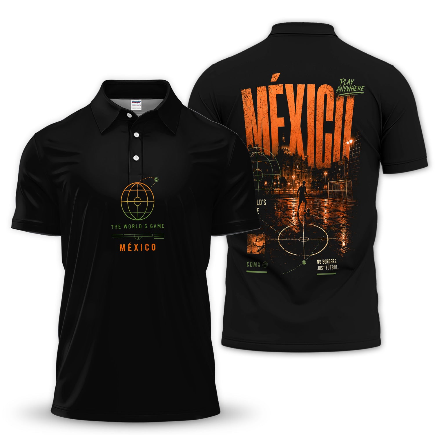 Mexico Street Football Polo Shirt for Men – The World’s Game CDMX Graphic Polo Shirt