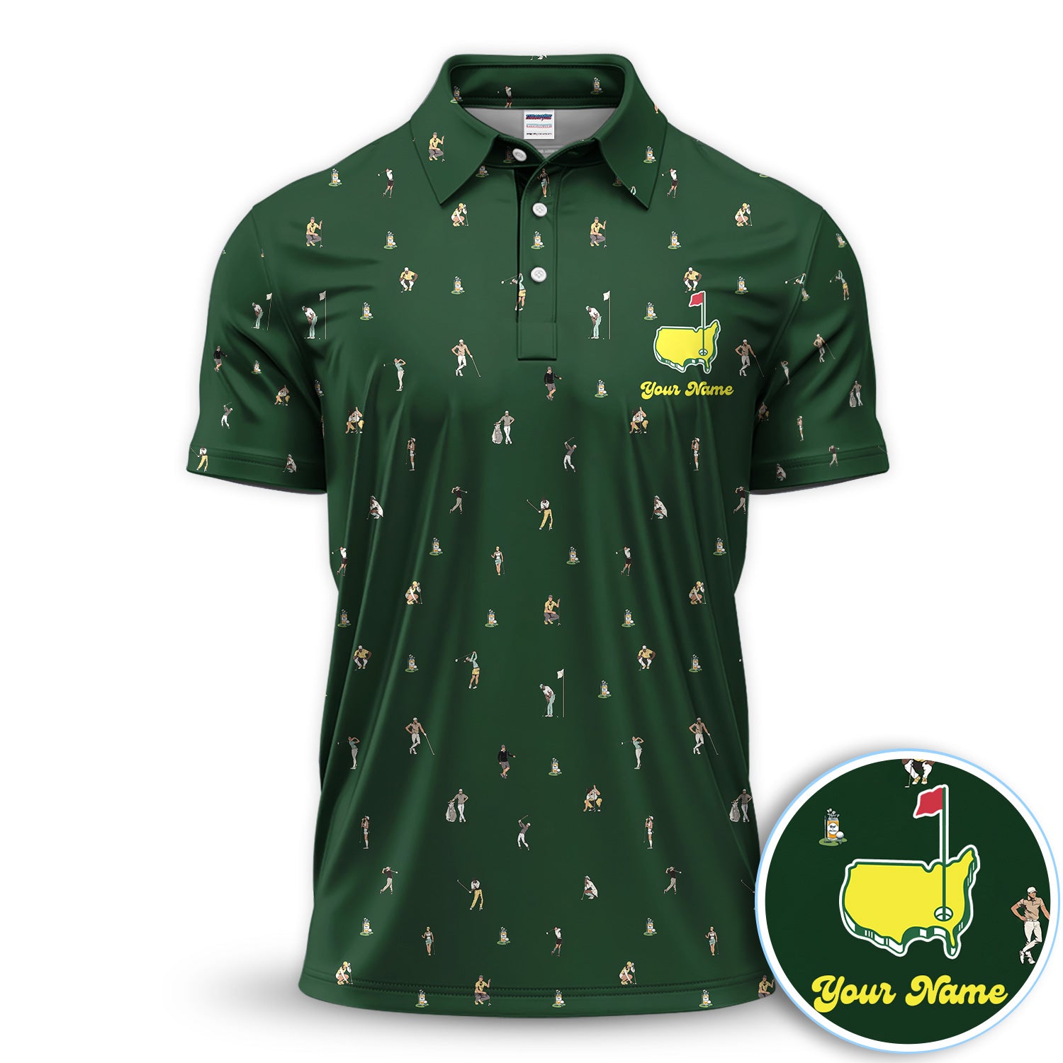 Personalized Mini Golfer Pattern Golf Shirt, Custom Golfer Golf Shirt For Men, Golfer Gift