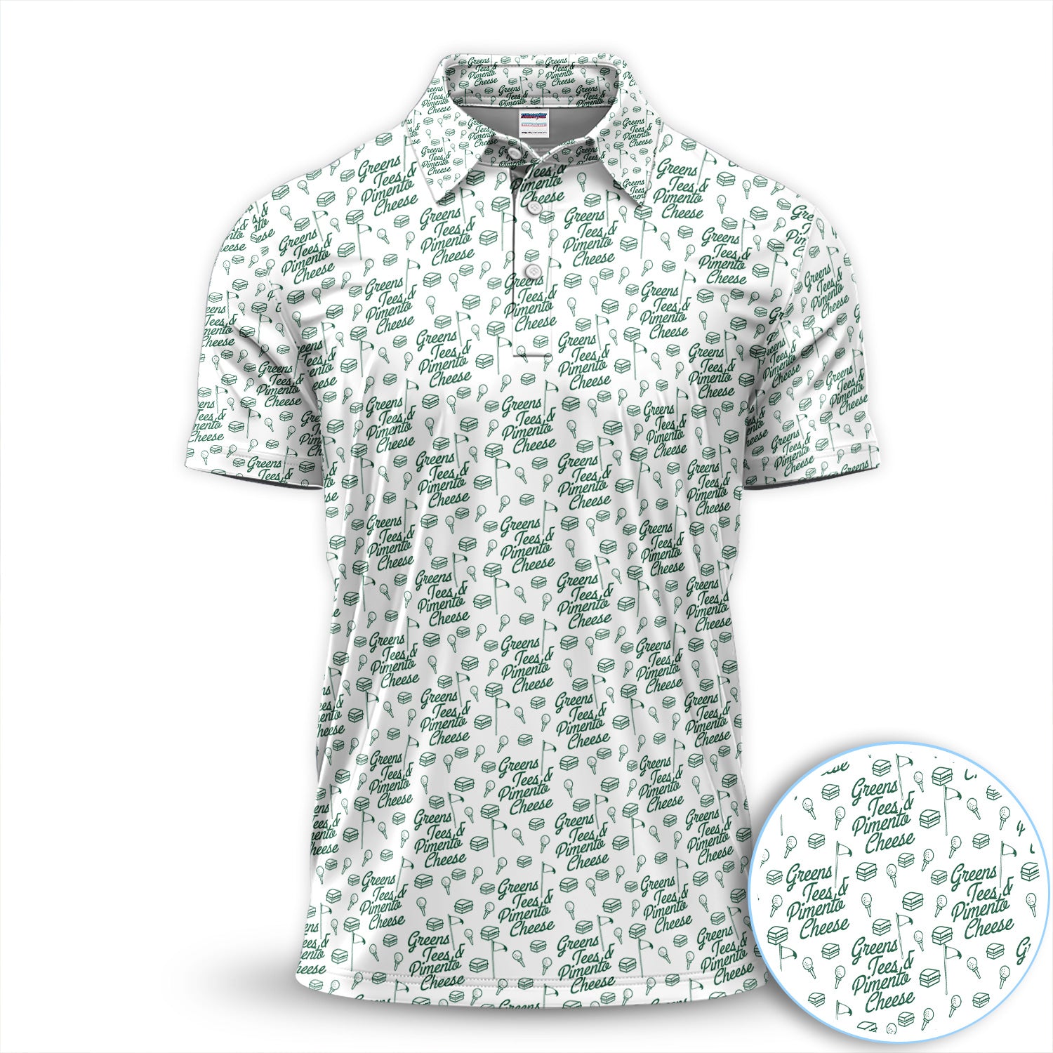 Funny Golf Quote Pattern Polo Shirt, Greens Tees & Pimento Cheese Golf Shirt For Men, Golfer Gift