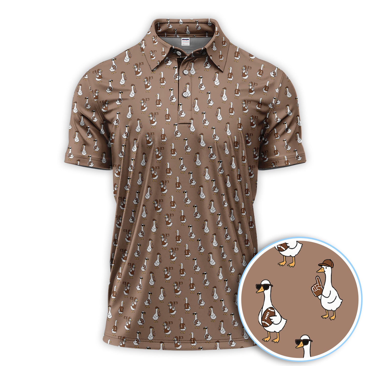Silly Goose Pattern Golf Polos, Funny Golf Shirt For Golfer, Golf Gift For Men