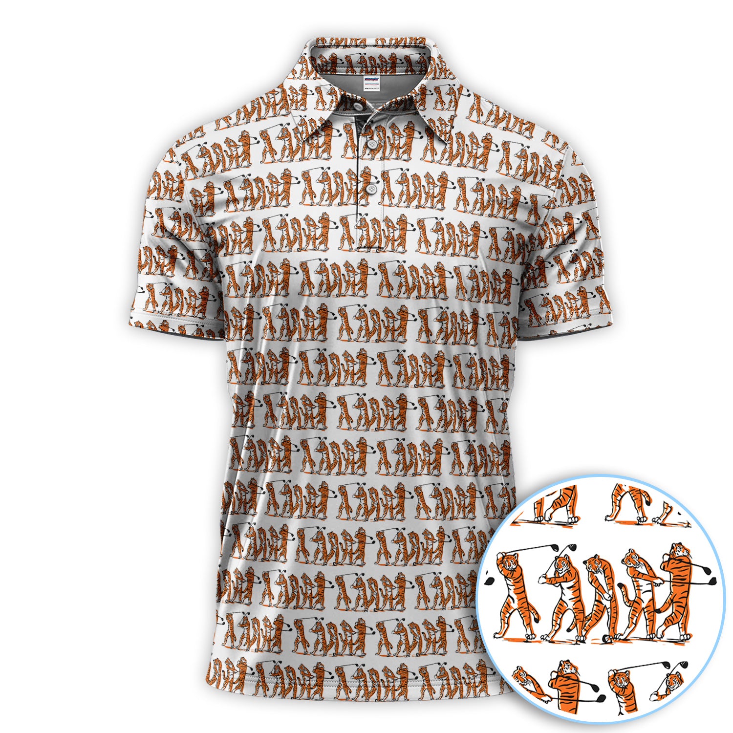 Golf Tiger Swing Pattern Golf Polos, Crazy Golf Shirt For Golfer, Golf Gift For Men