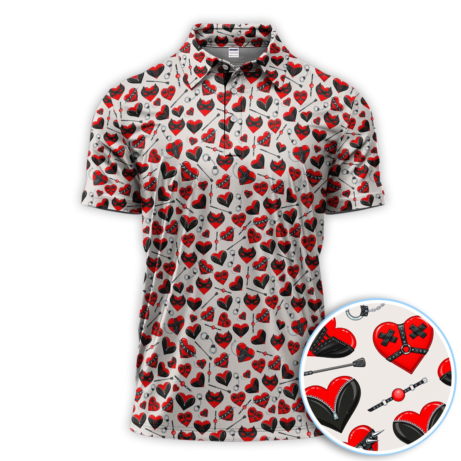 Valentine Pattern Golf Polos, Crazy Golf Shirt For Men, Funny Golf Gift For Golfer