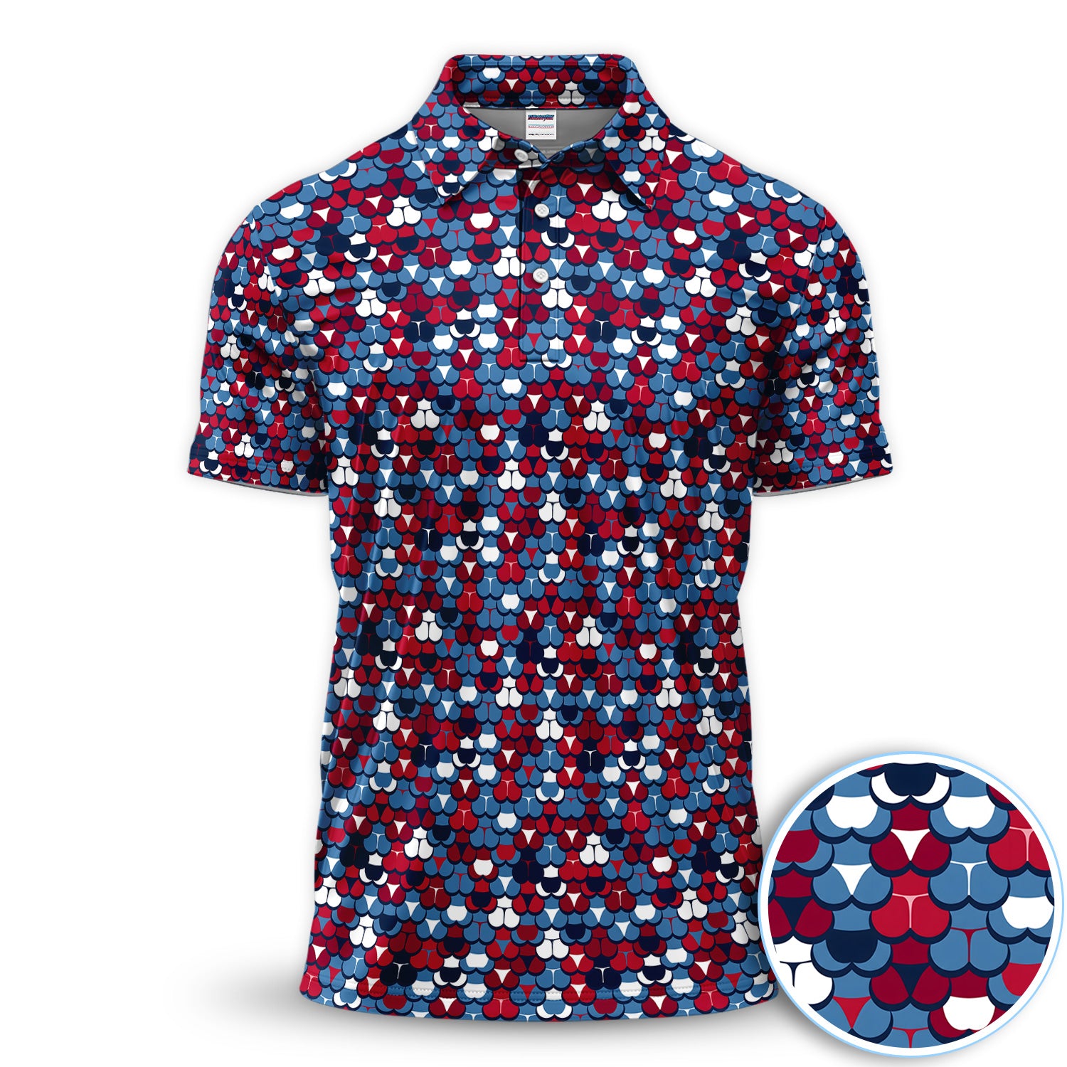 Freedom Cheeks Polo Shirt for Men – Funny Red White and Blue Butt Pattern Golf Shirt