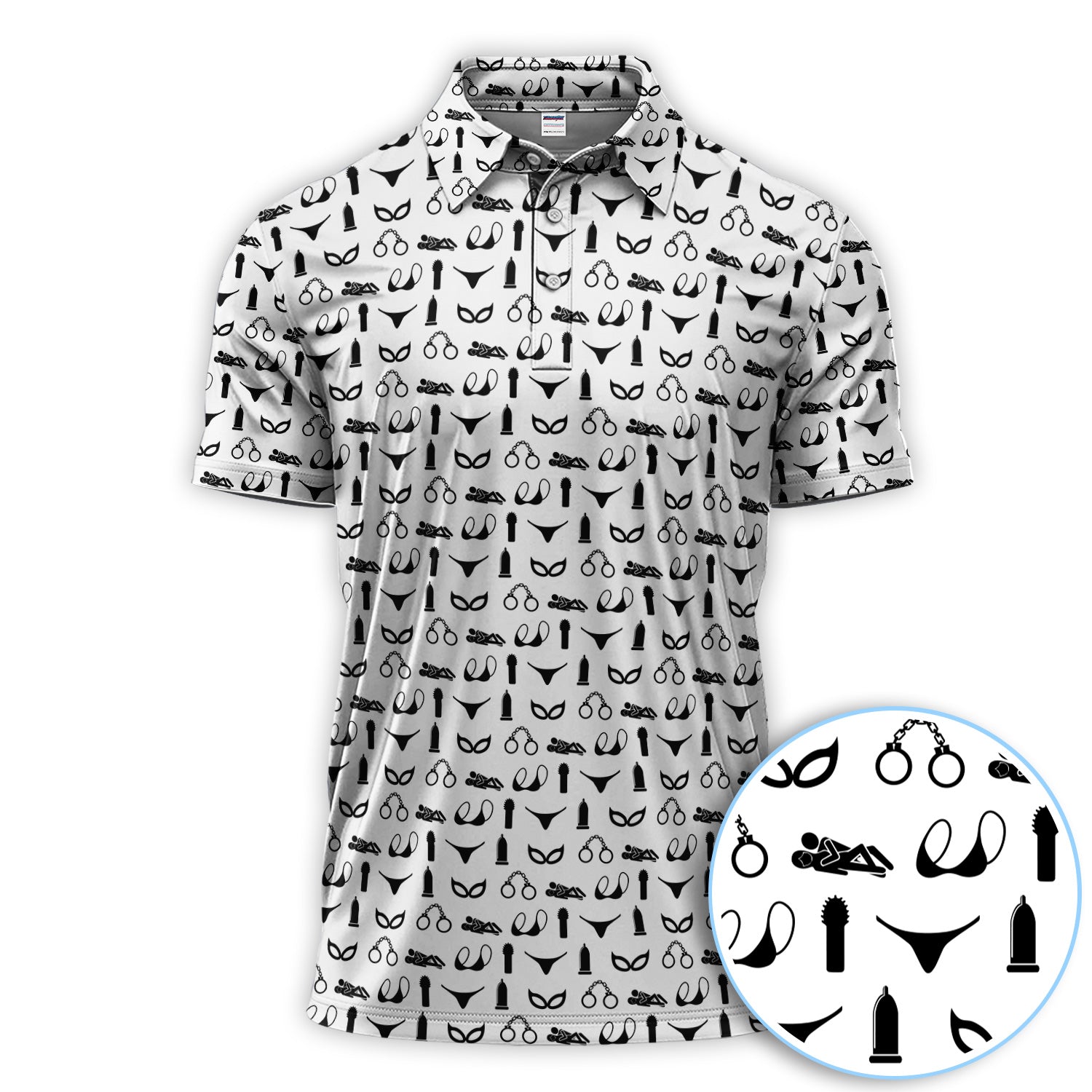 Abstract Icon Pattern Golf Polos, Crazy Golf Shirt For Men, Funny Golf Gift For Golfer