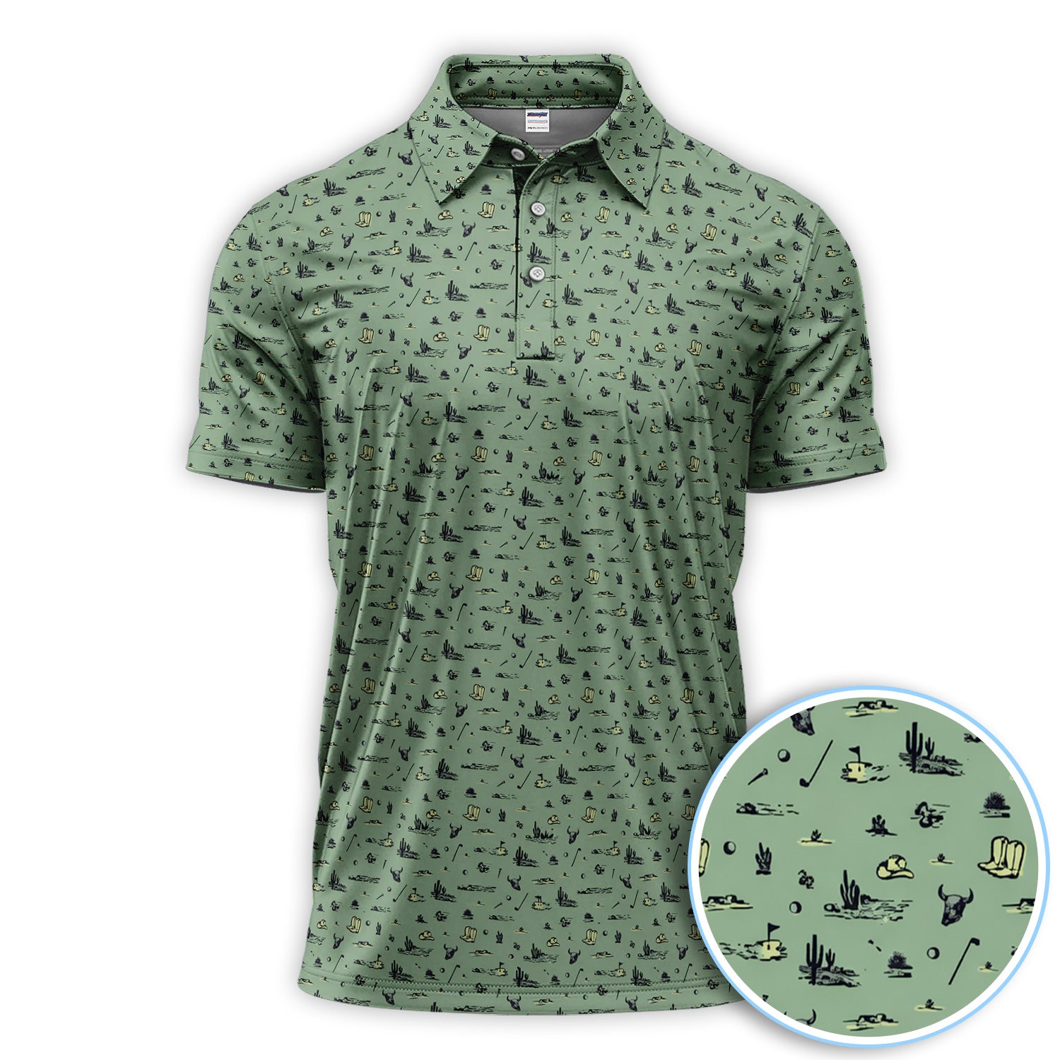 Cowboy Pattern Golf Polos, Western Golf Shirt For Golfer, Golf Gift For Men