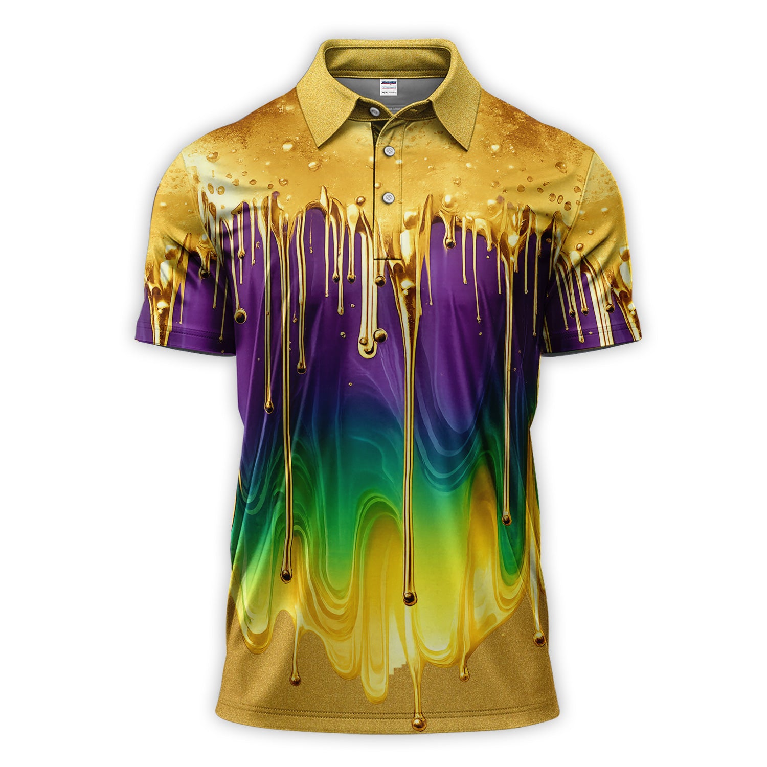 Mardi Gras Gradient Golf Shirt, Holiday Golf Polos For Men, Golf Gift For Golfer