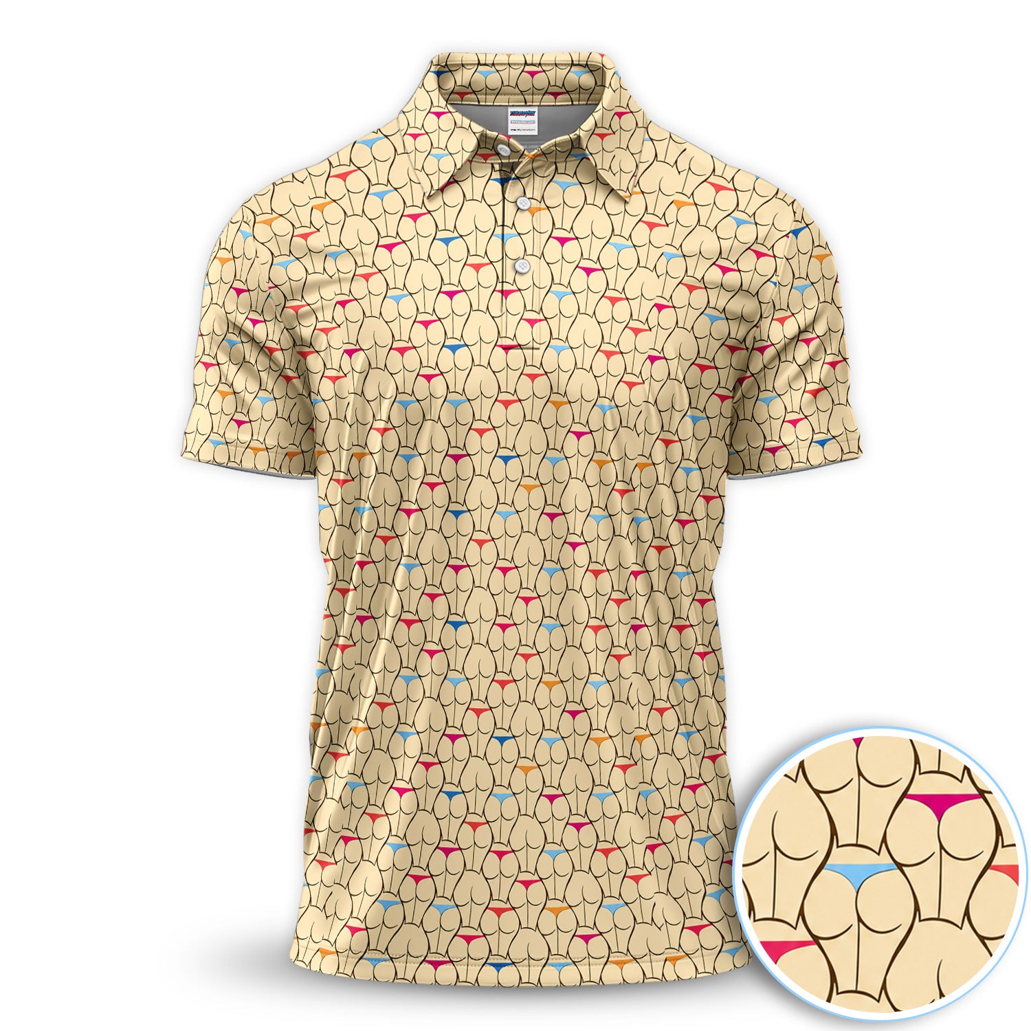 Funny Booty Pattern Polo Shirt for Men – Cheeky Retro Party Polo
