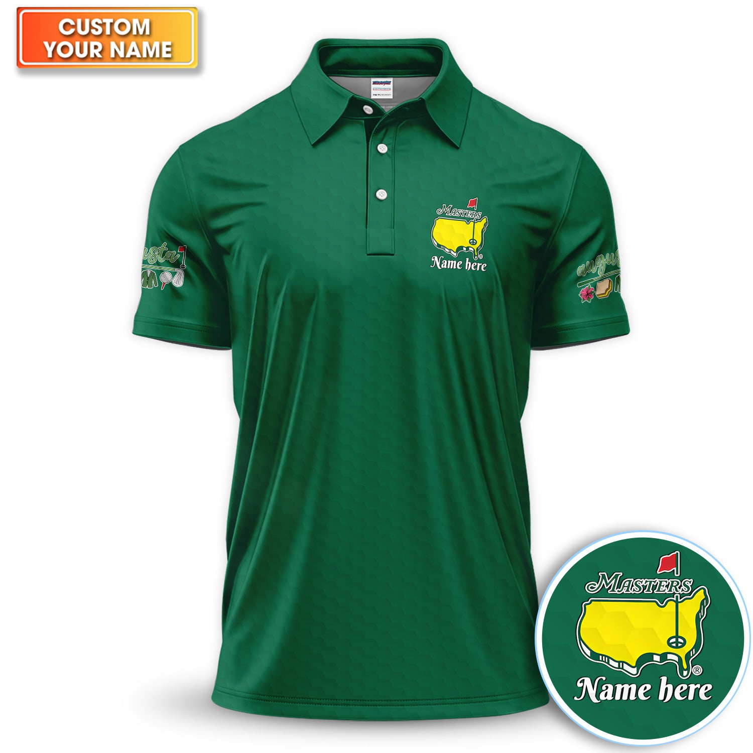 Personalized Classic Green Masters Golf Pattern Shirt, Custom Name Golf Polo Shirt For Men, Golf Lover Gift