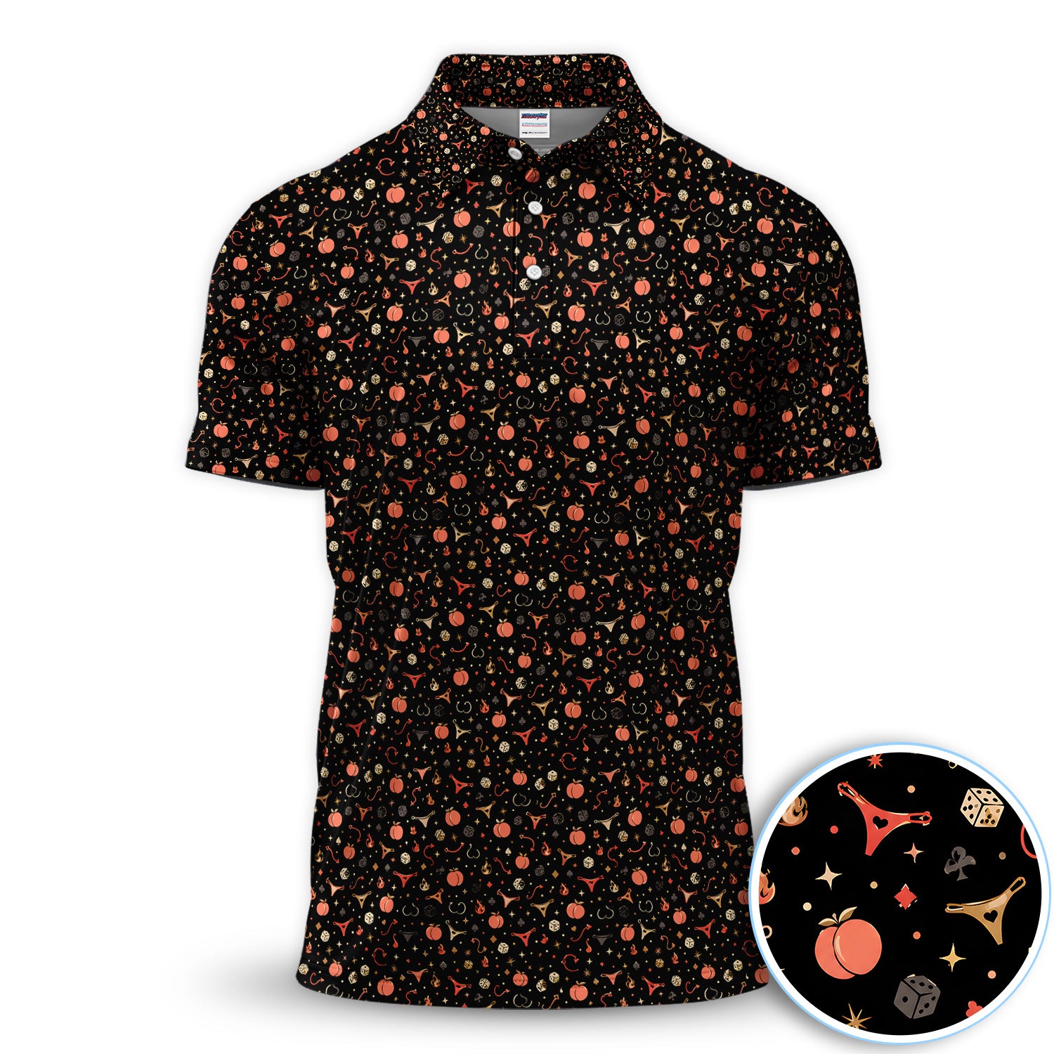 Funny Adult Humor Polo Shirt for Men – Hidden Naughty Casino Party Polo, Bachelor Vegas Night Shirt, Poker Night Man Cave Gift for Men