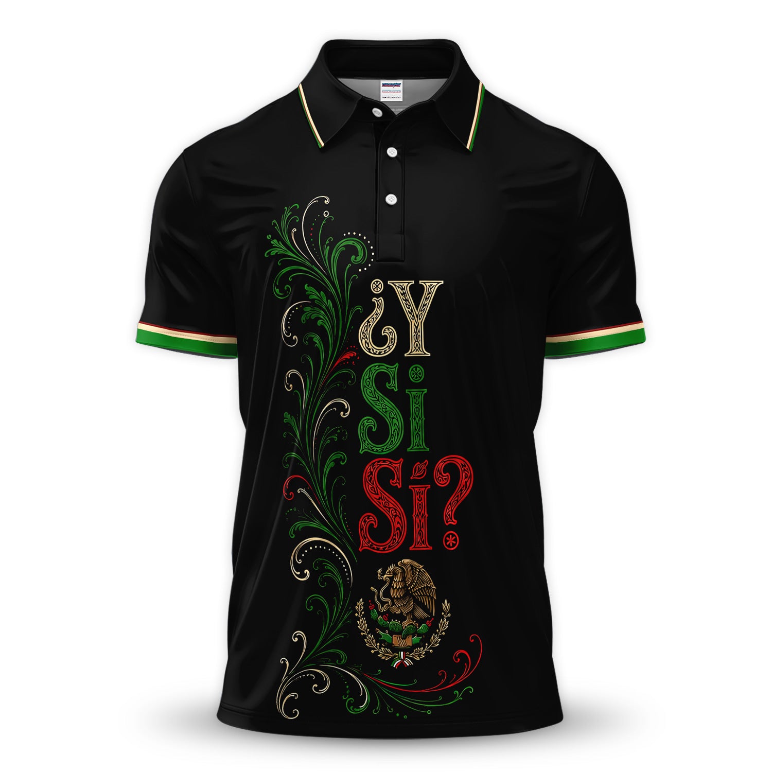 ¿Y Si Sí? Mexico Pride Polo Shirt for Men – Mexican Heritage Black Polo