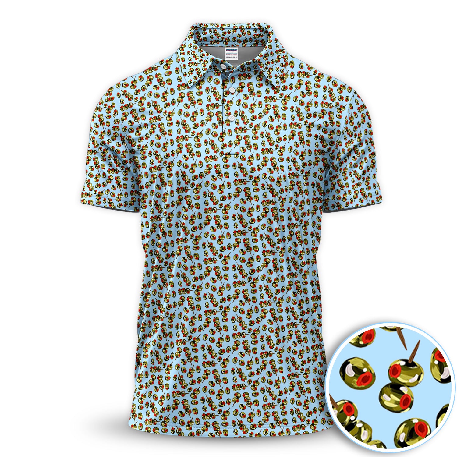 Olive Pattern Golf Polos, Crazy Olive Golf Shirt For Men, Funny Golf Shirt