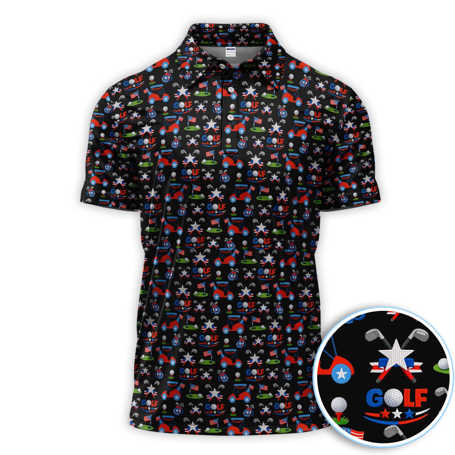 Patriotic Golf Pattern Golf Shirt For Men, Funny Golf Shirt For Men, Golf Gift For Golfer