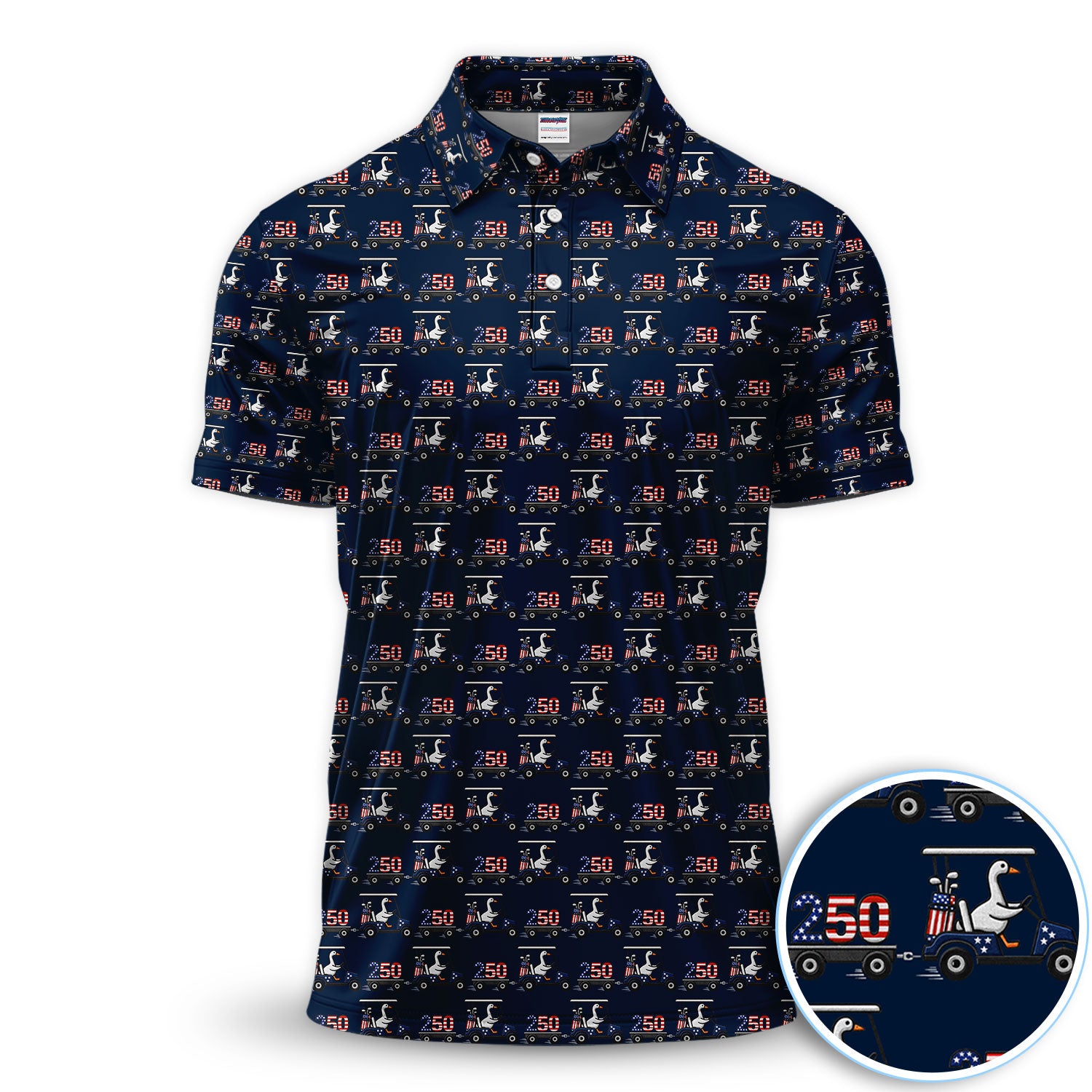 Patriotic Golf Cart 250 USA Golf Polos, Patriotic Pattern Golf Shirt For Men, Funny Golf Vibes