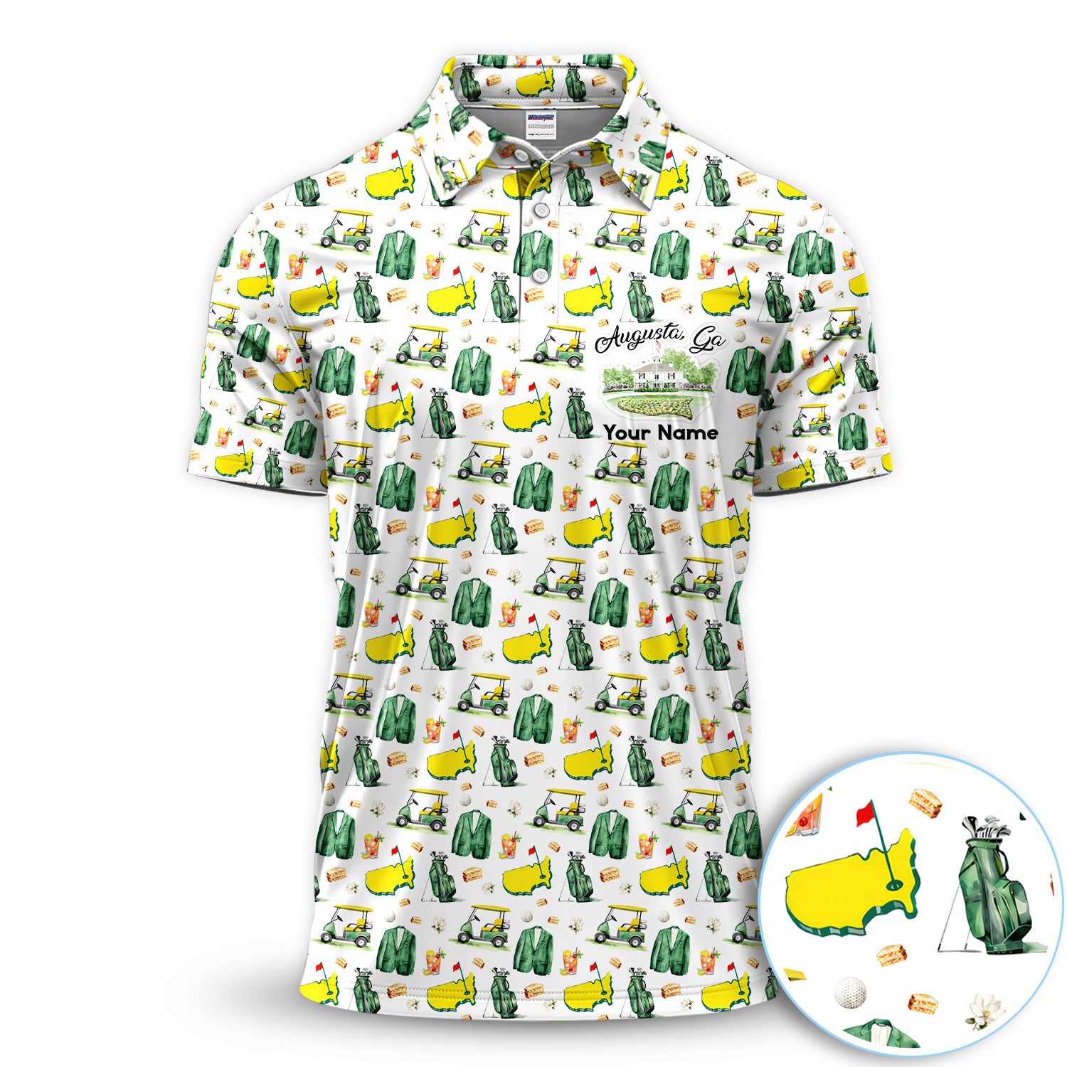 Personalized Augusta Golf Pattern Golf Polos, Masters Golf Shirt For Men, Funny Golf Shirt