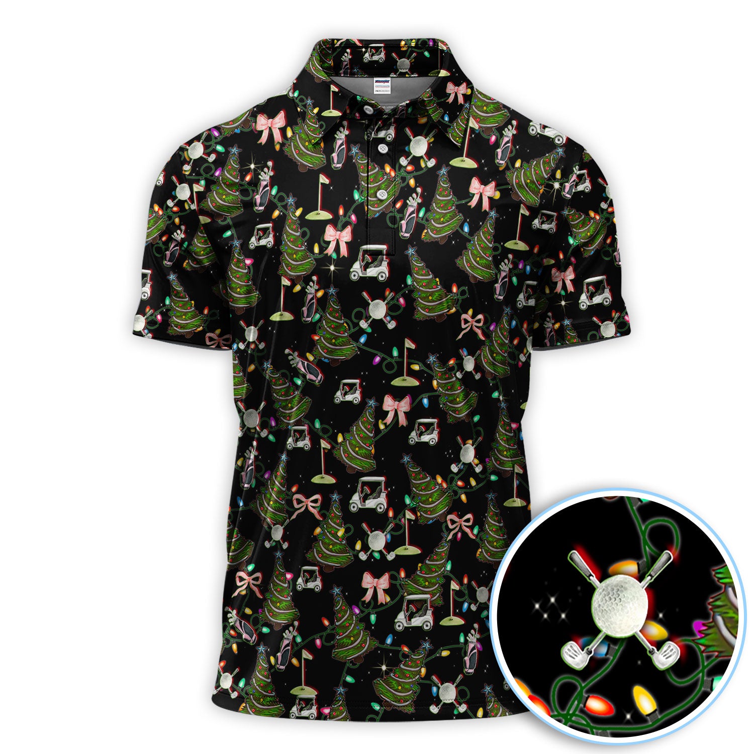 Christmas Pattern Polos, Funny Xmas Golf Shirt, Festive Golf Gift For Men