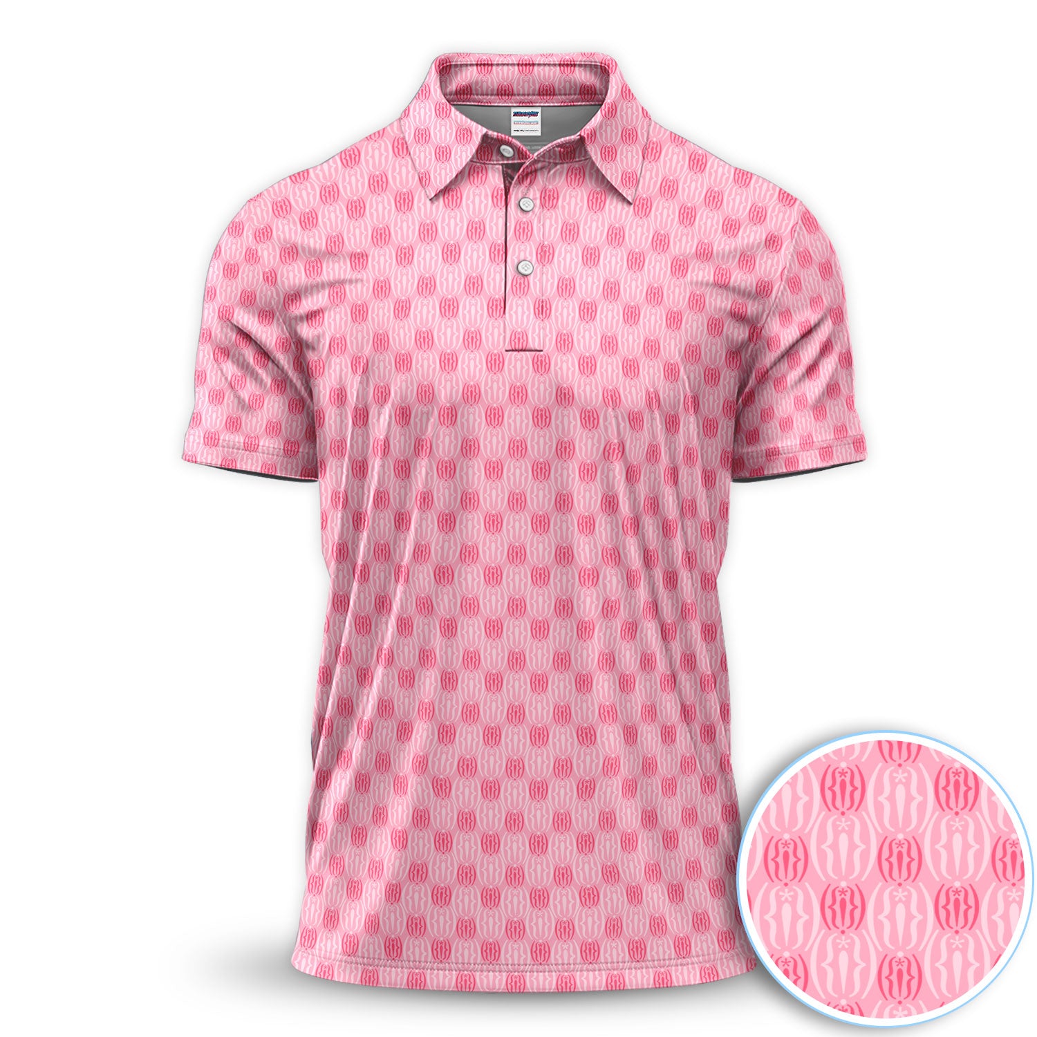 Pink Coquette Golf Pattern Shirt, Pink Aesthetic Golf Shirt For Men, Preppy Gift