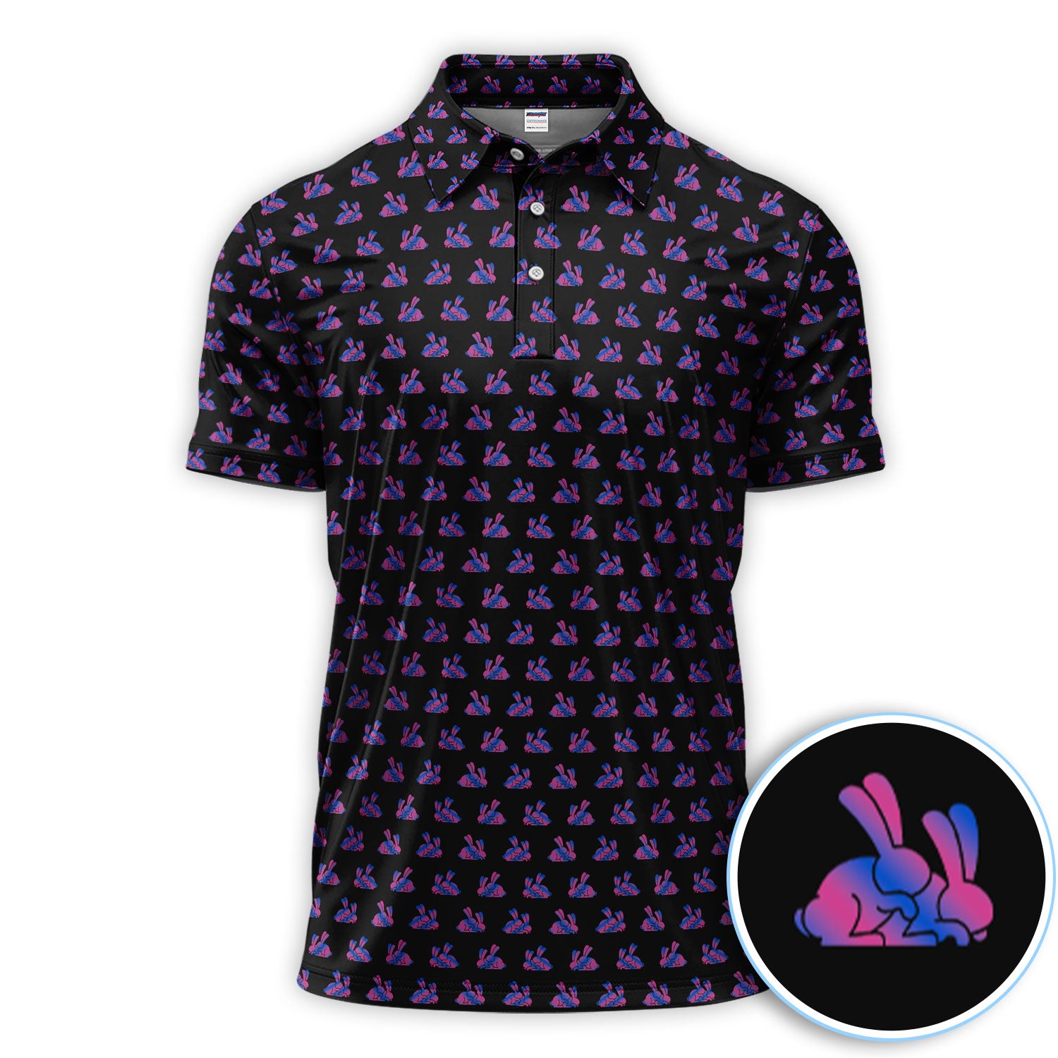 Cute Rabbit Pattern Golf Shirt, Casual Golf Shirt For Men, Golf Gift For Golfer