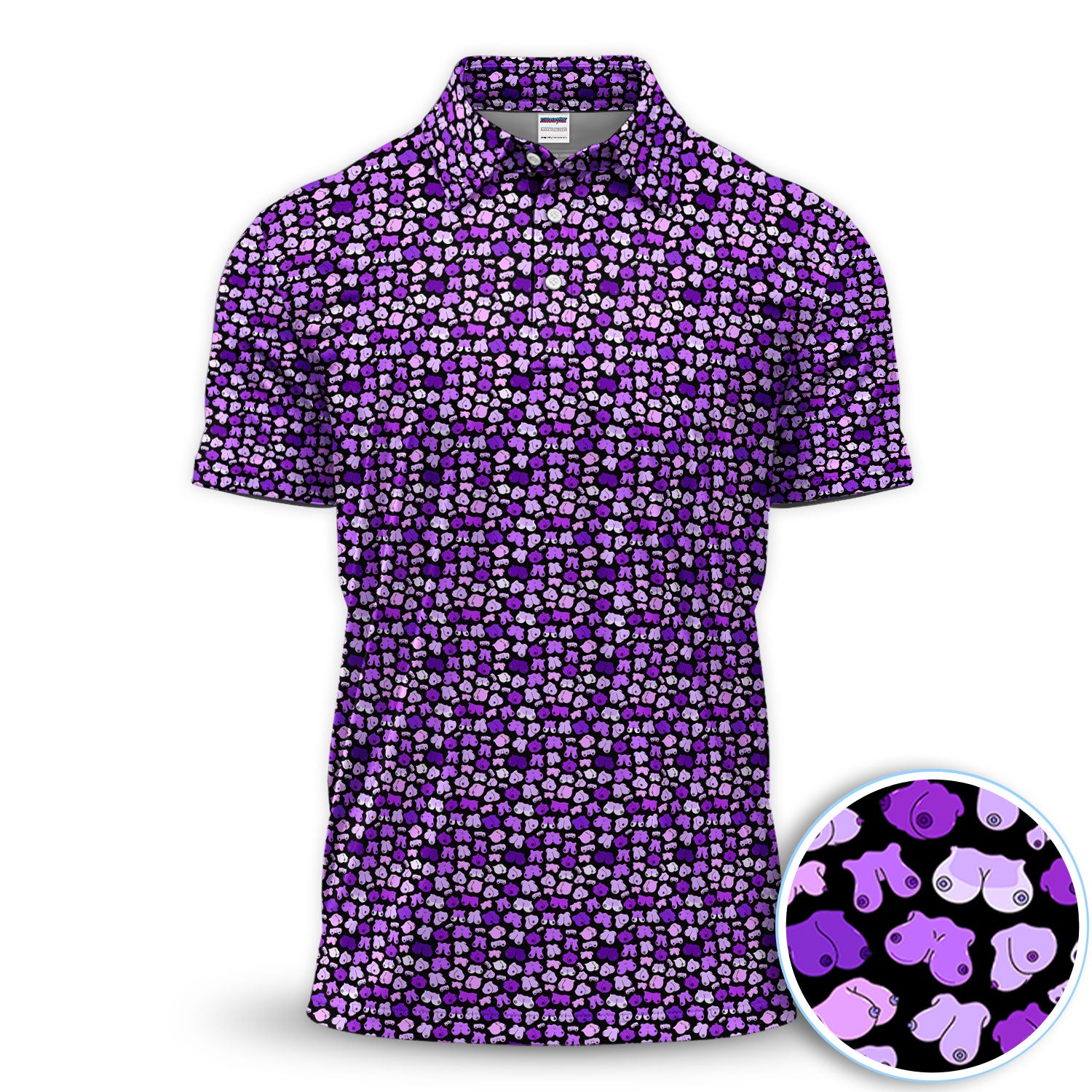 Funny Dirty Black Purple Seamless Pattern Golf Polos, Golf Shirt For Men, Funny Golf Shirt
