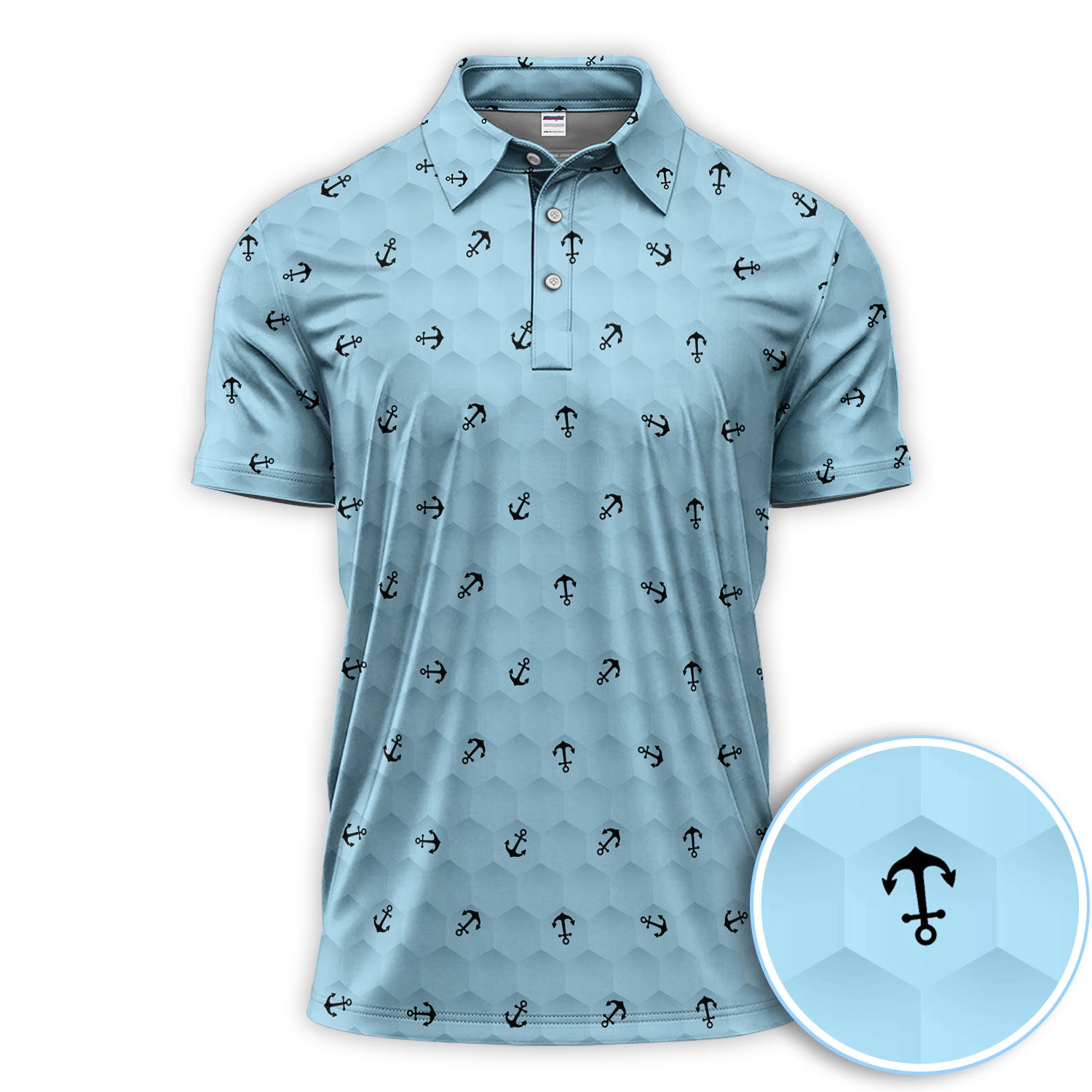Nautical Anchor Golf Pattern Shirt For Men, All Over Print Golf Shirt, Golf Gift For Golfer