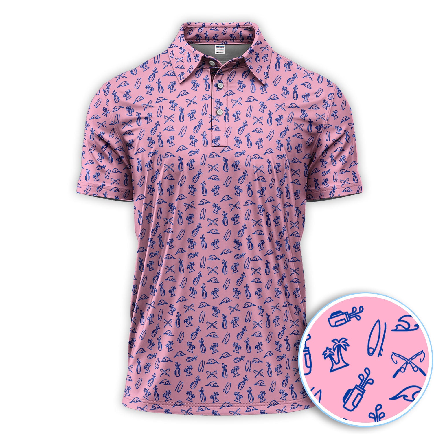 The Coastal Ringer Performance Golf Polos For Golfer, Crazy Pattern Golf Shirt, Golf Gift For Men