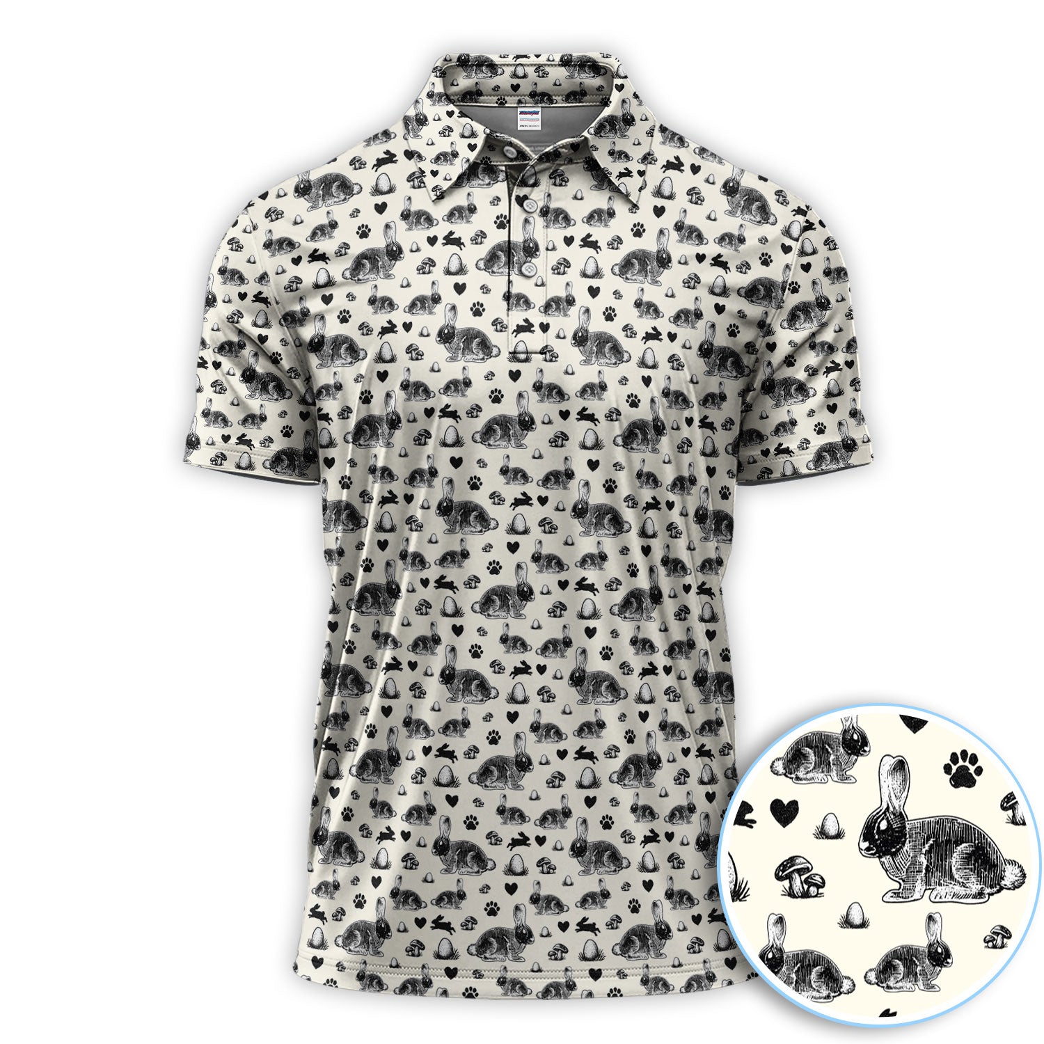 Funny Easter Bunny Pattern Golf Shirt For Men, Easter Day Golf Polos For Golfer, Easter Golf Gif