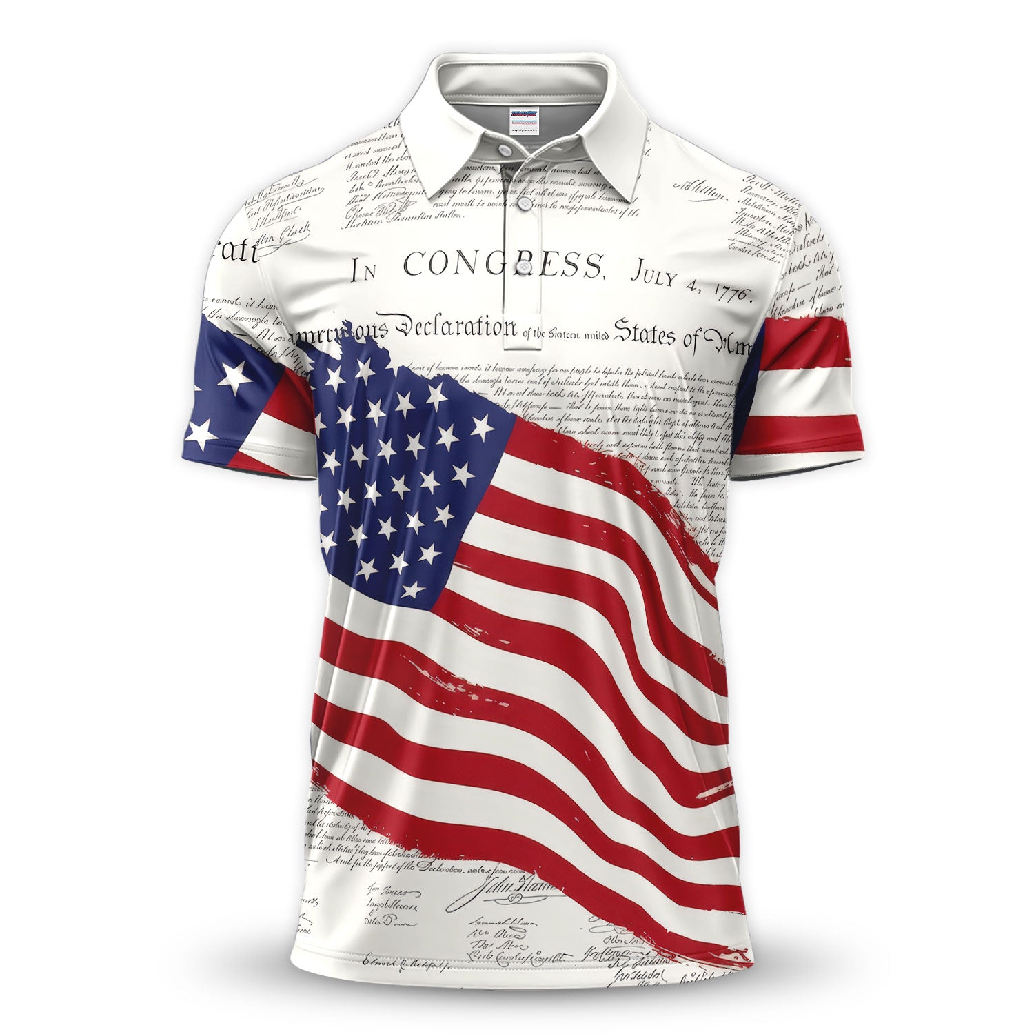Patriotic American Flag Pattern Shirt, USA Golf Polo Shirt For Men, 4th Of July Gift