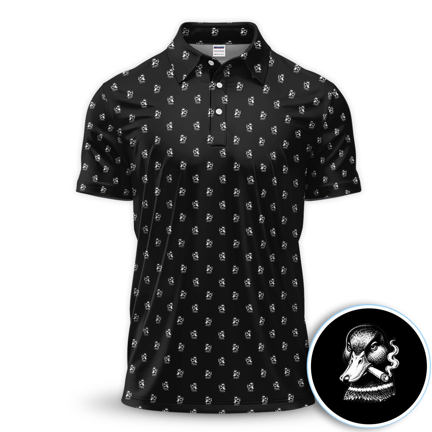 Vintage Smoking Duck Pattern Shirt, Duck Golf Polo Shirt For Men, Hunter Gift