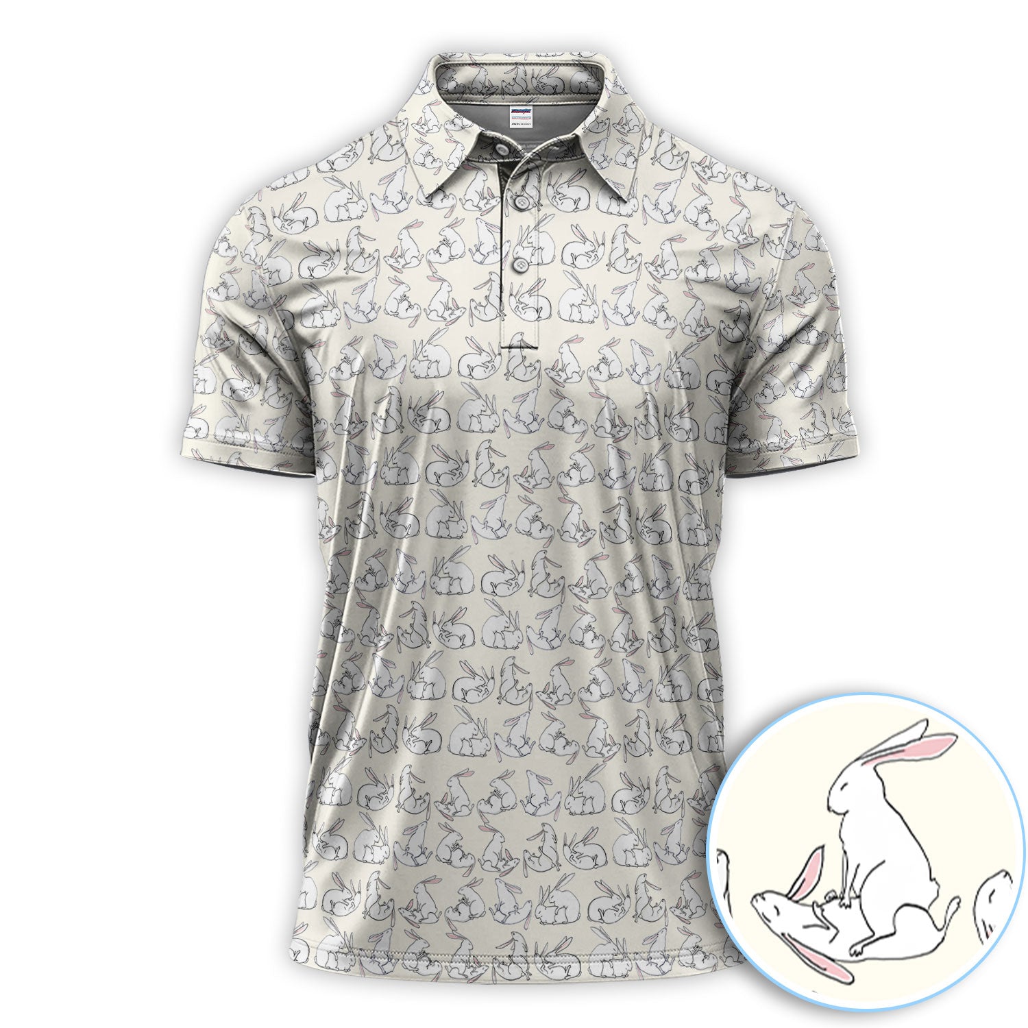 Rabbit Pattern Golf Shirt, Funny Golf Shirt For Men, Golf Gift For Golfer