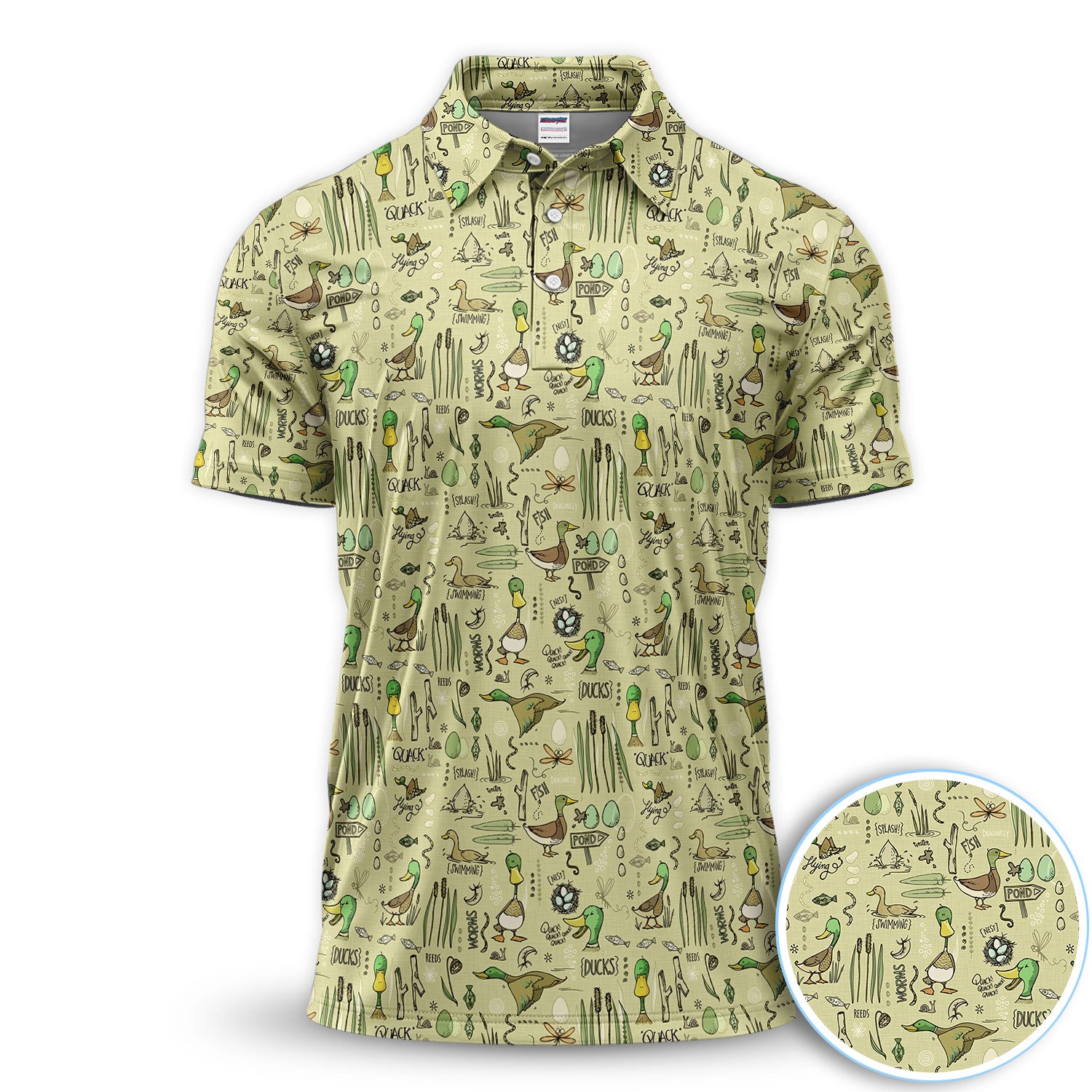 Vintage Duck Hunting Pattern Golf Shirt, Mallard Duck Outdoor Golf Polo Shirt For Men, Hunter Golf Gift