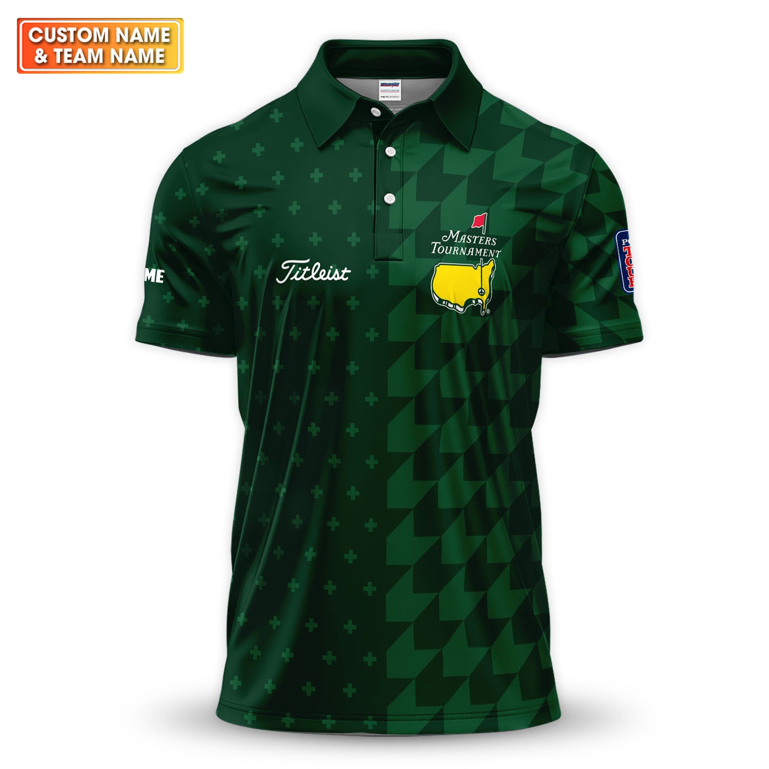Custom Name Masters Tournament Golf Pattern Shirt, Green Geometric Golf Shirt For Men, Golfer Gift