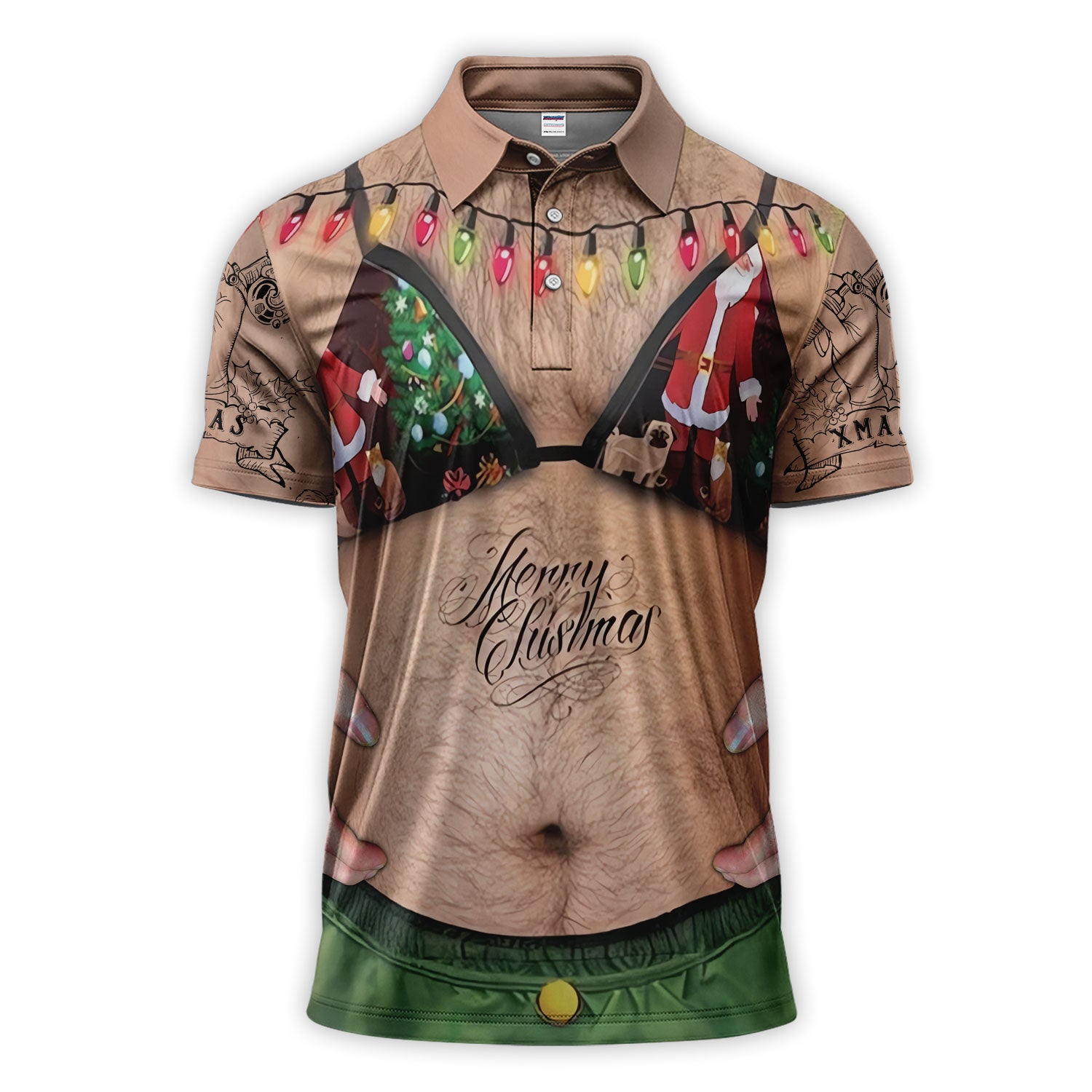 Funny Shirt Cosplay For Golfer, Costume Ugly Hairy Fat Bikini Polos, Crazy Golf Shirt For Men