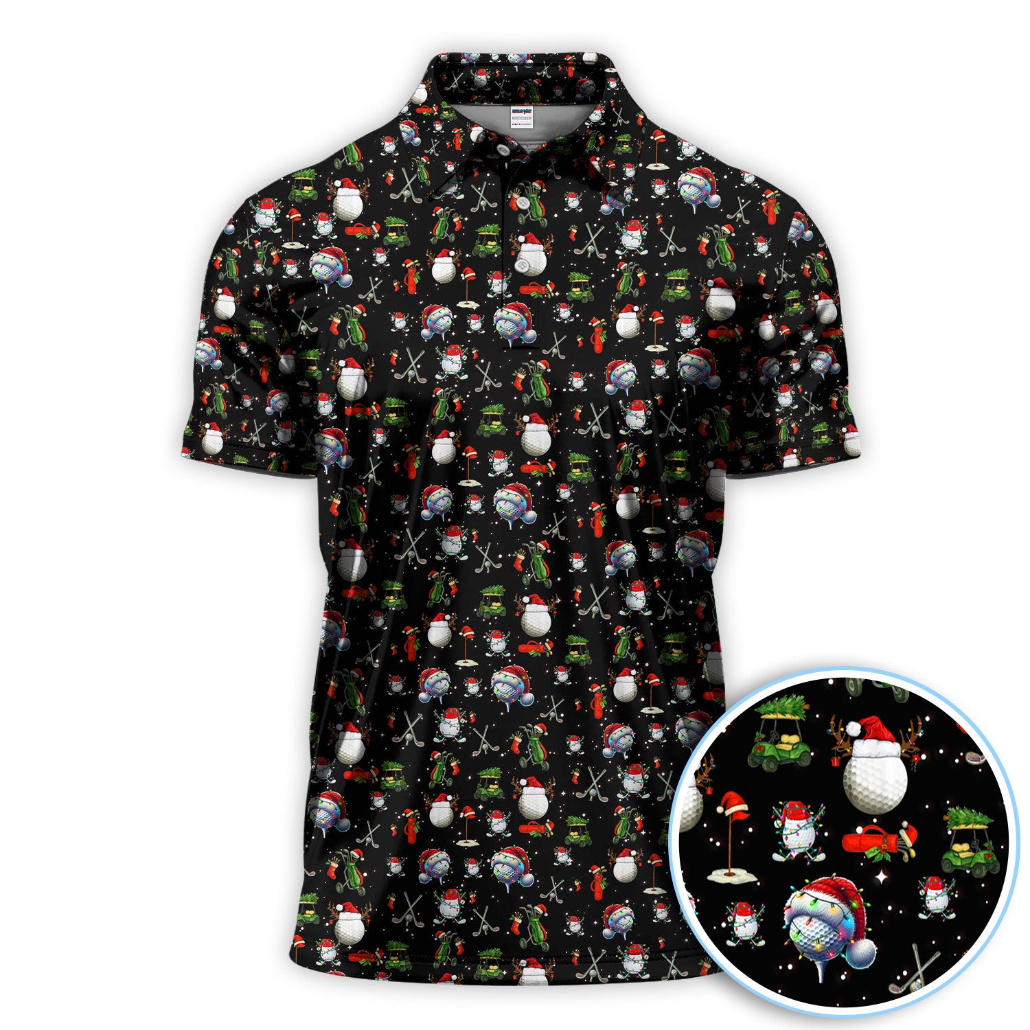 Funny Christmas Golf Shirt, Pattern Golf Polos For Men, Xmas Golf Shirt For Golfers